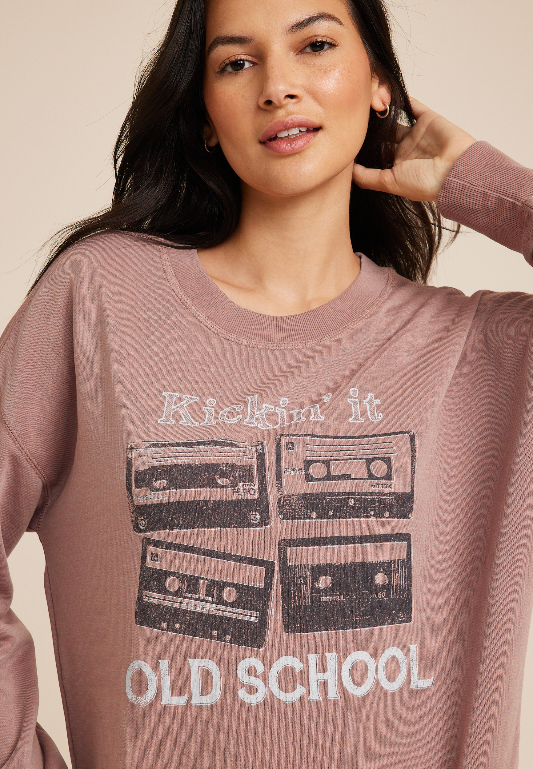 Mix Tape Graphic Crew-Neck Women's Sweatshirt