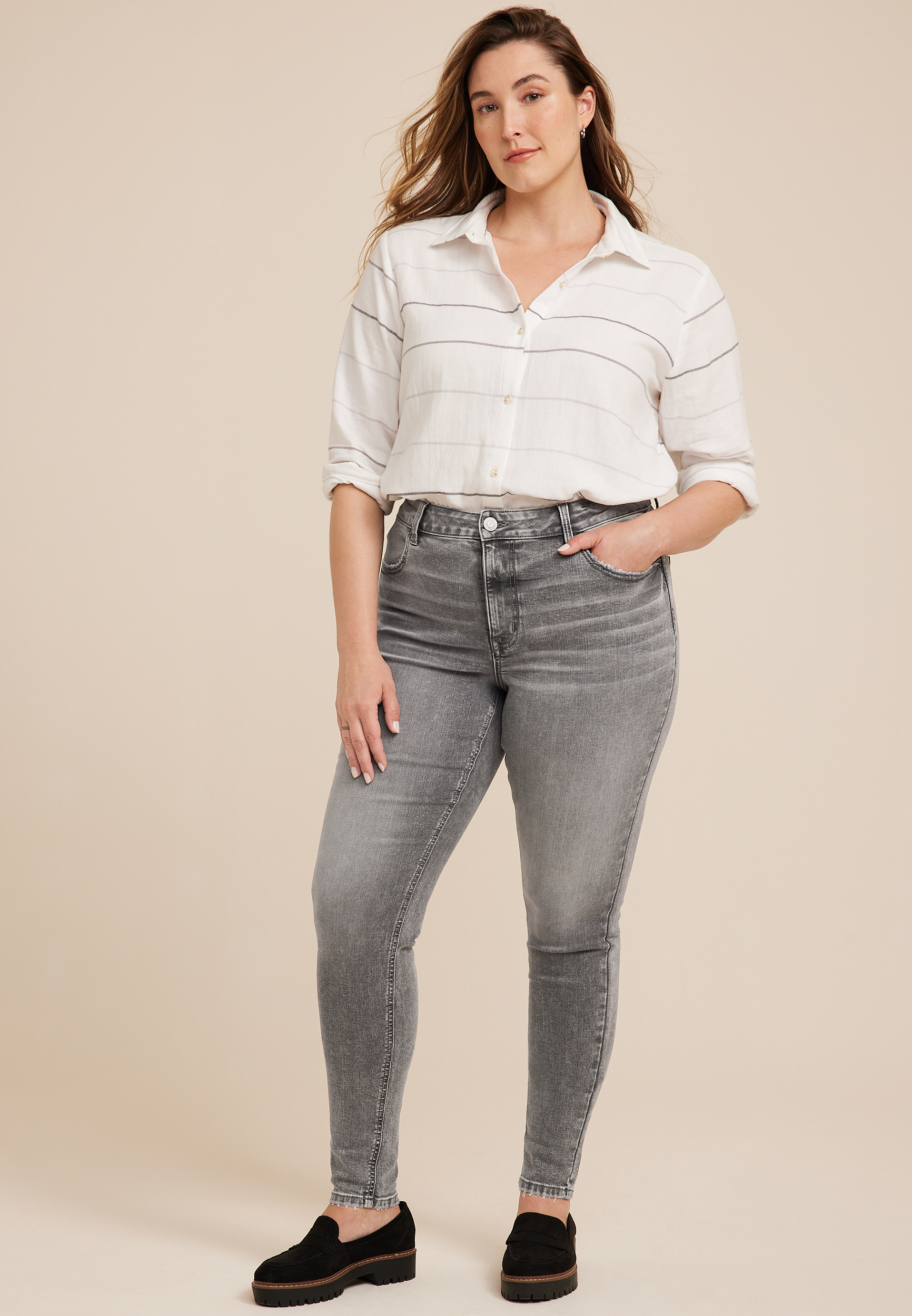 Plus size grey store jeans