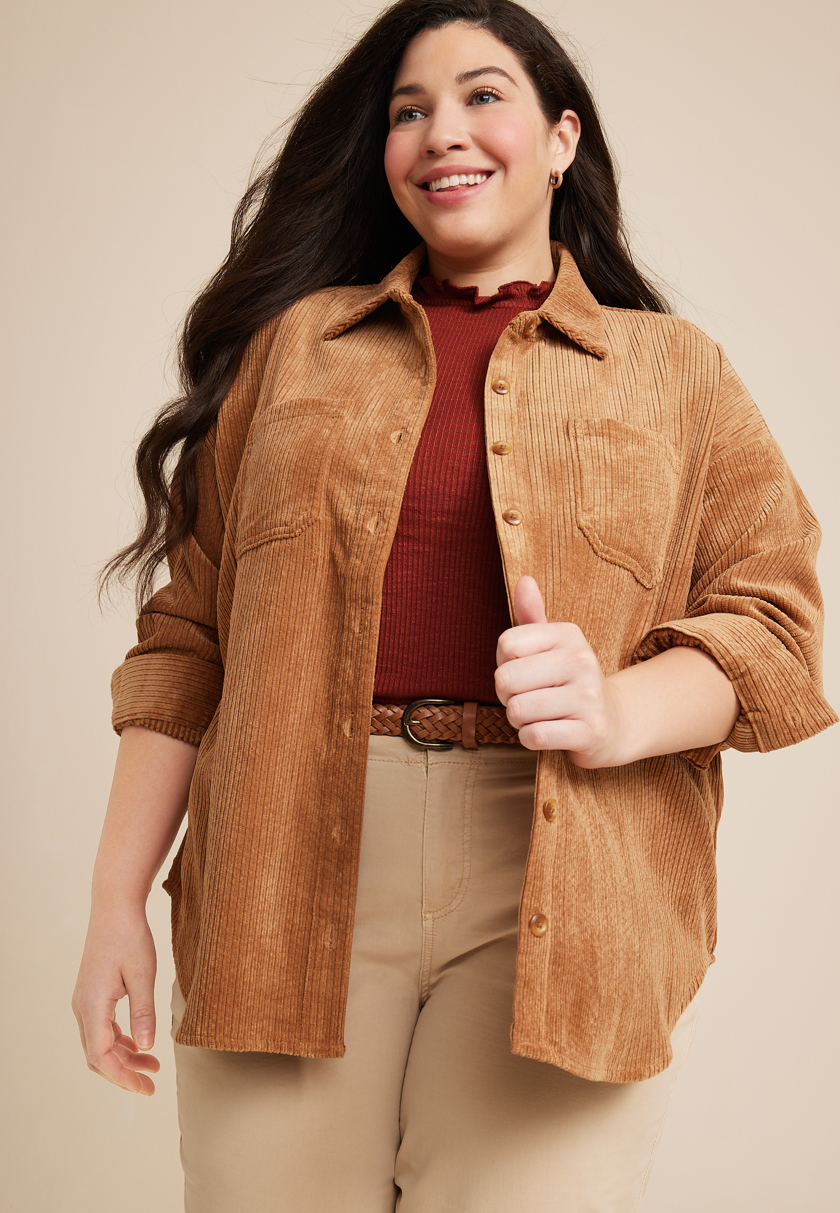 Plus size corduroy clearance coat