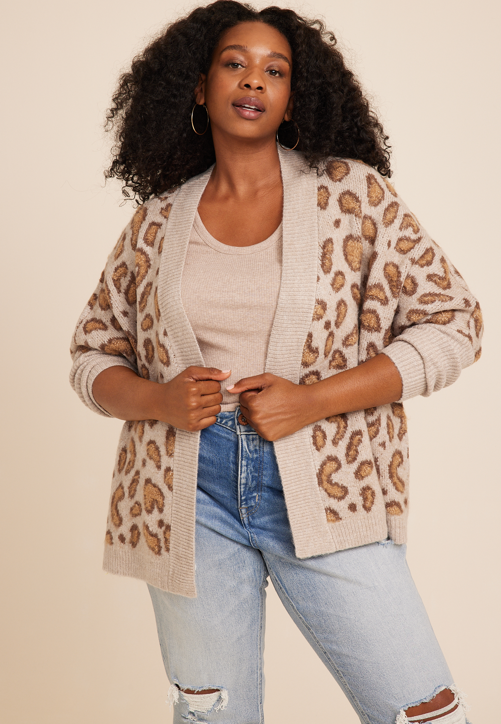 Plus size hot sale leopard cardigan