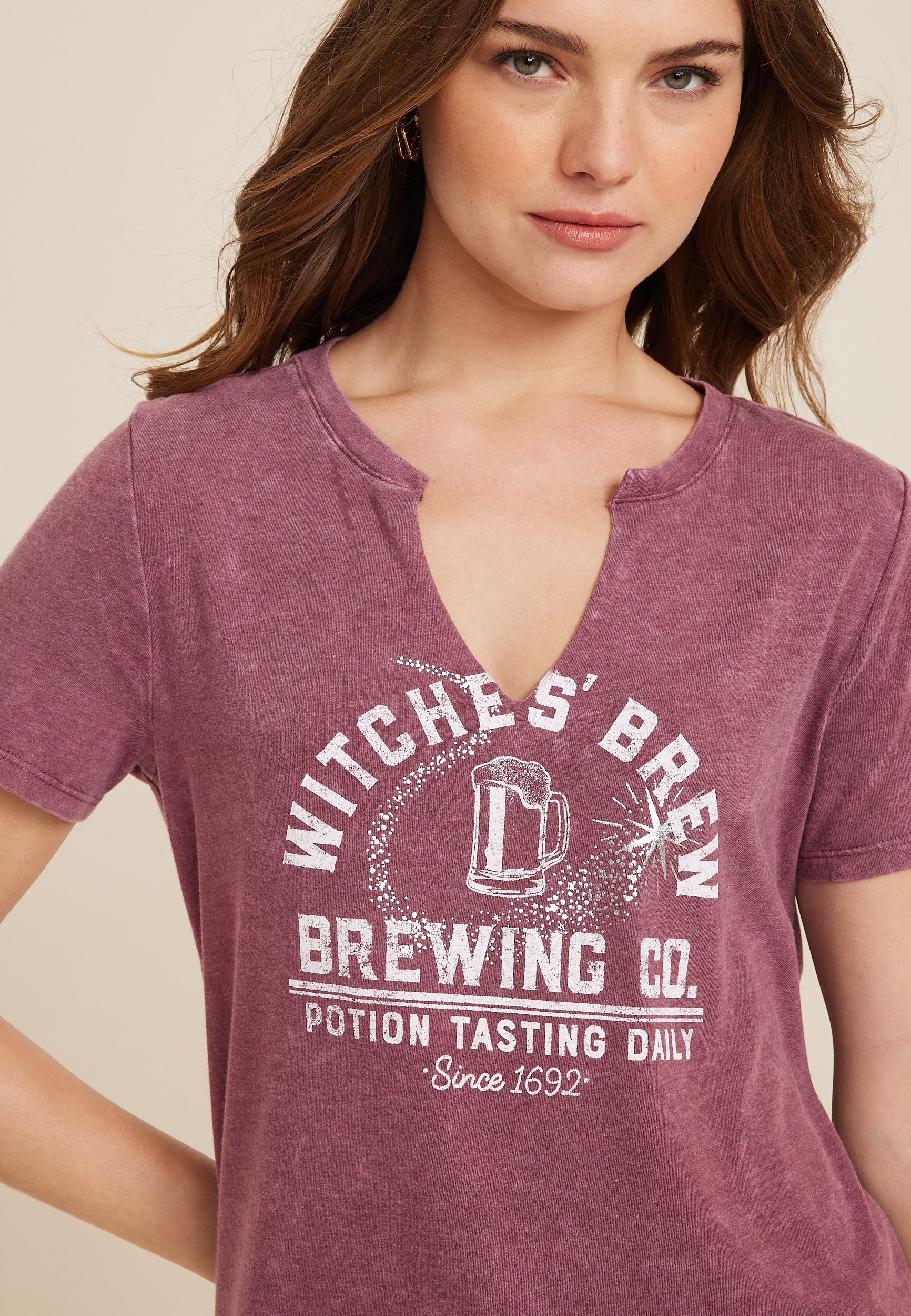 Fresh Vibes Brew Crew Tee - Burgandy - Small