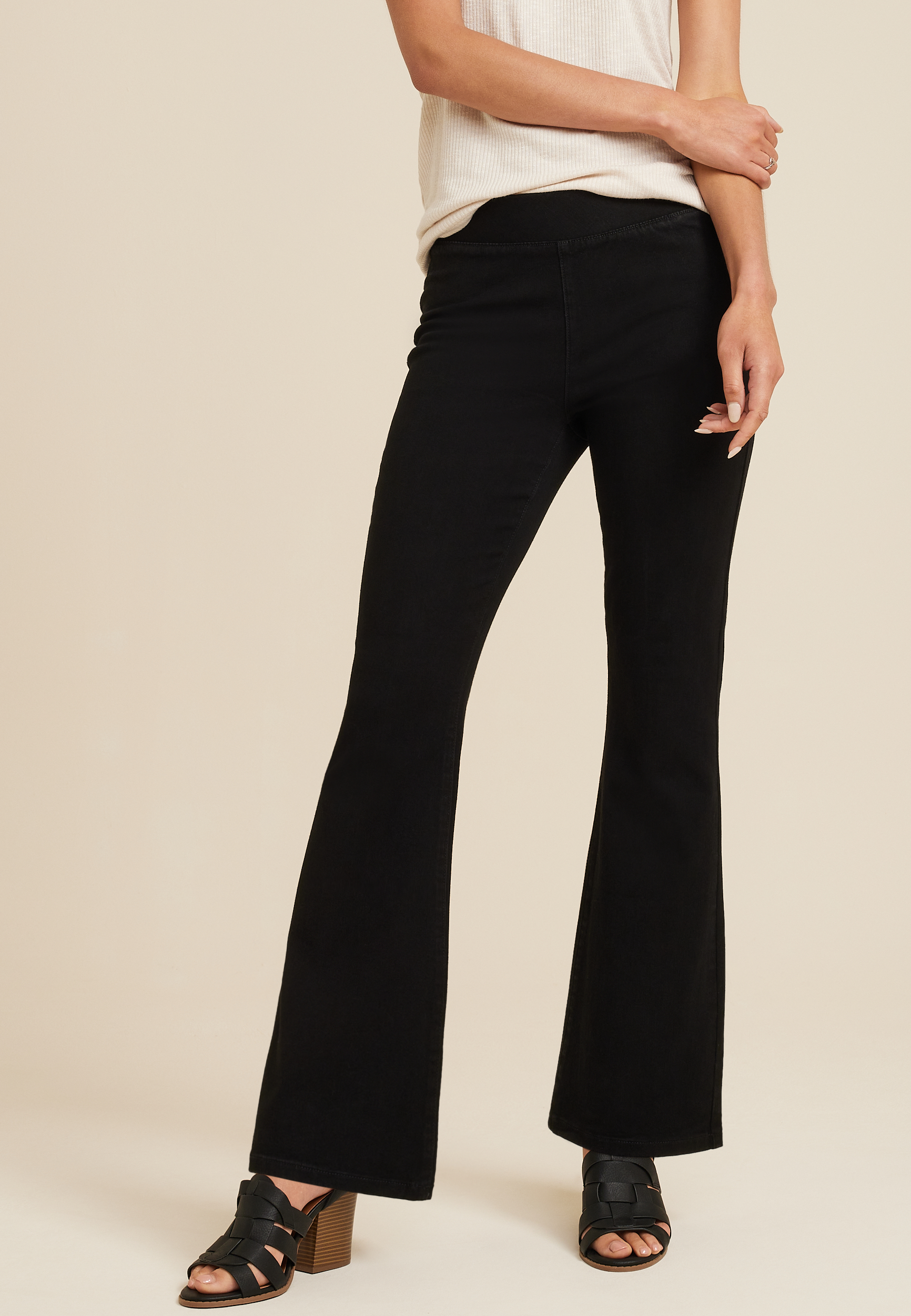 High-Waisted Pull-On Flare Pants