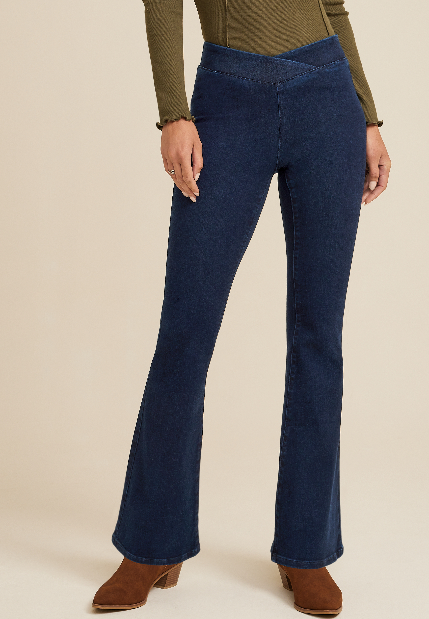 m jeans by maurices™ Flare Crossover Pull On High Rise Jean