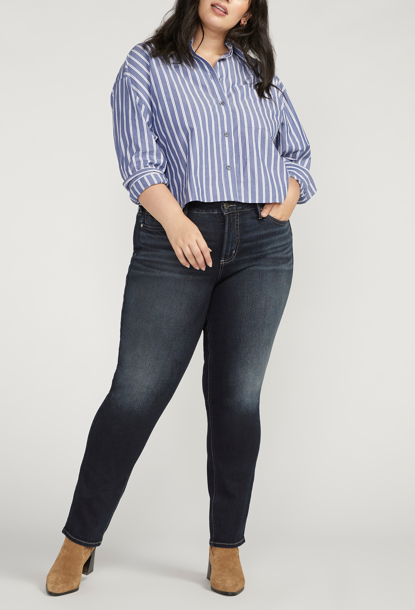 Plus Size Silver Jeans Co.® Suki Curvy Mid Rise Straight Jean maurices