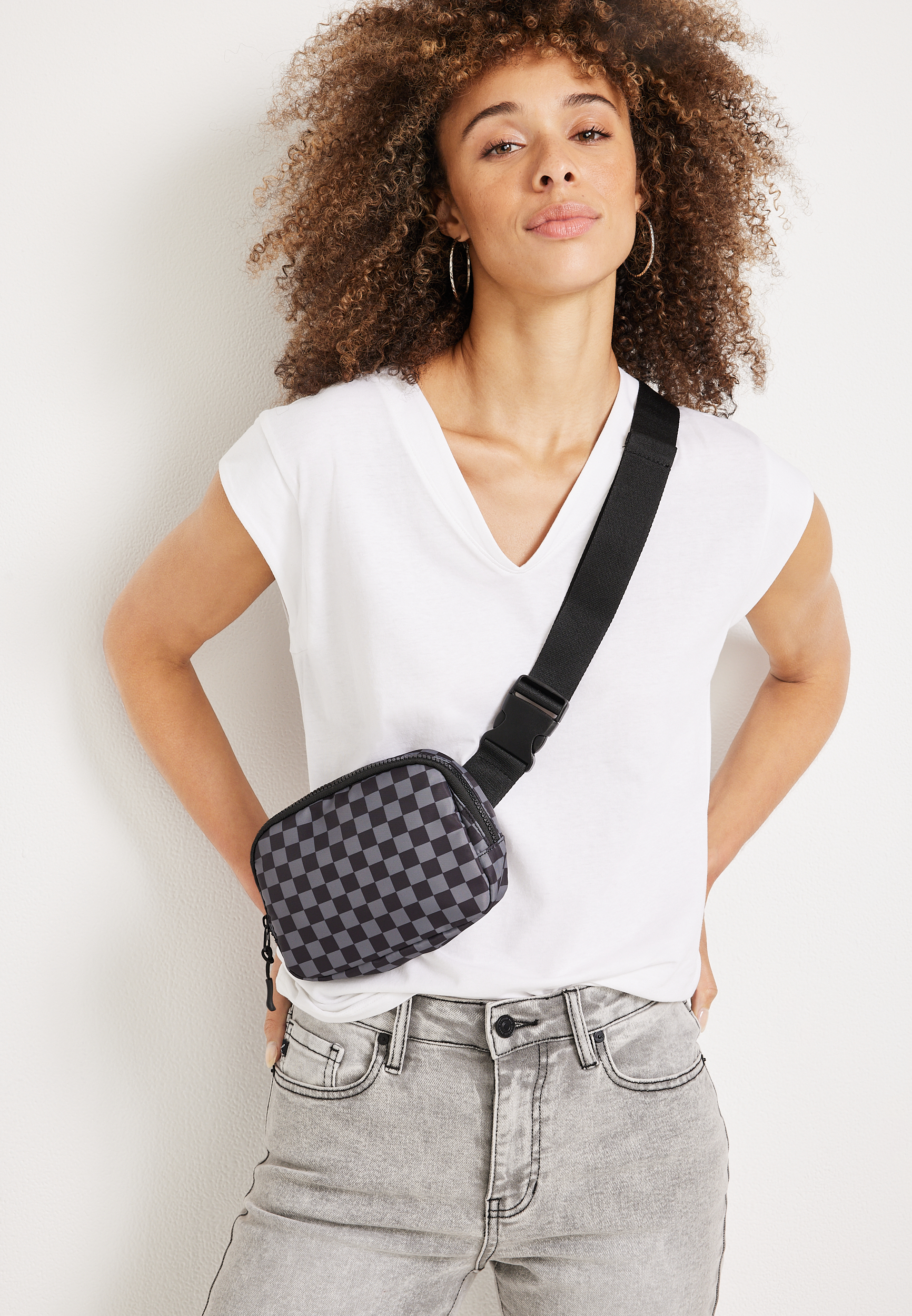 Checkered Crossbody Belt Bag