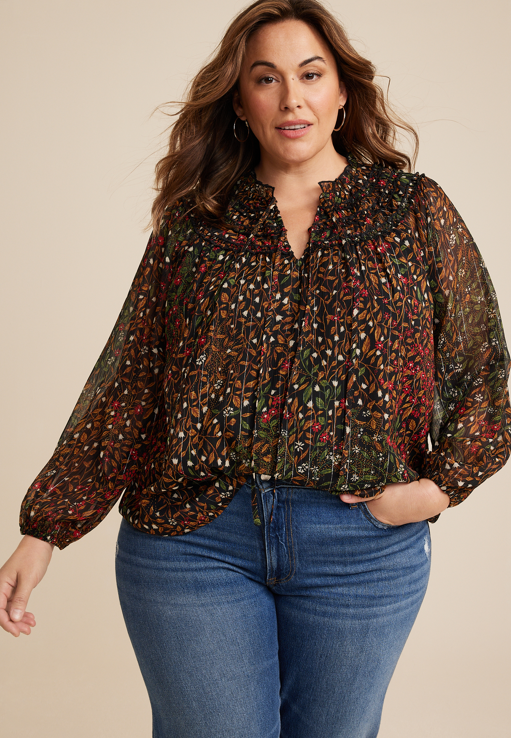 Plus size cheap ruffle blouse