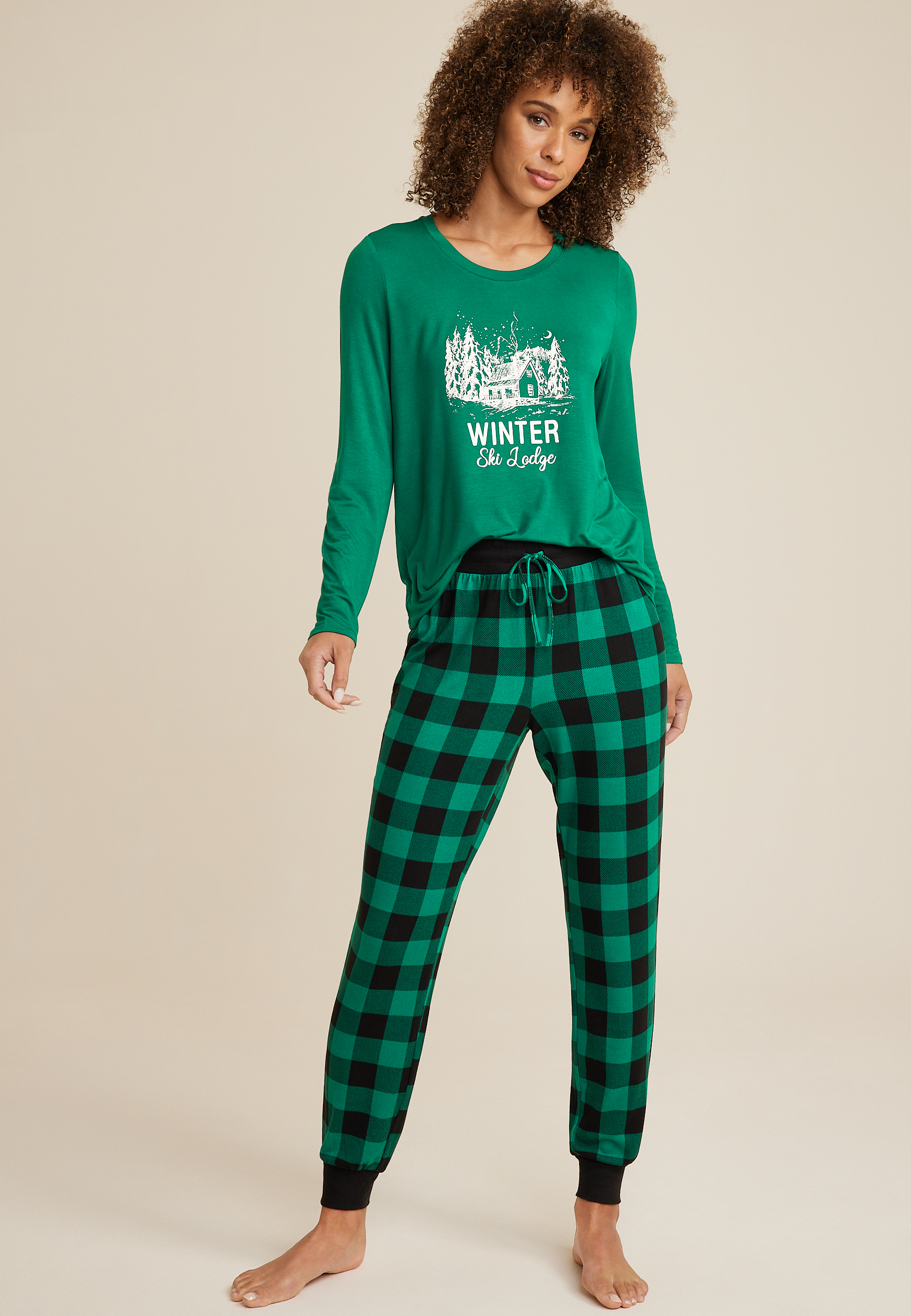 Long PJ Set in Winter Cabin Plaid