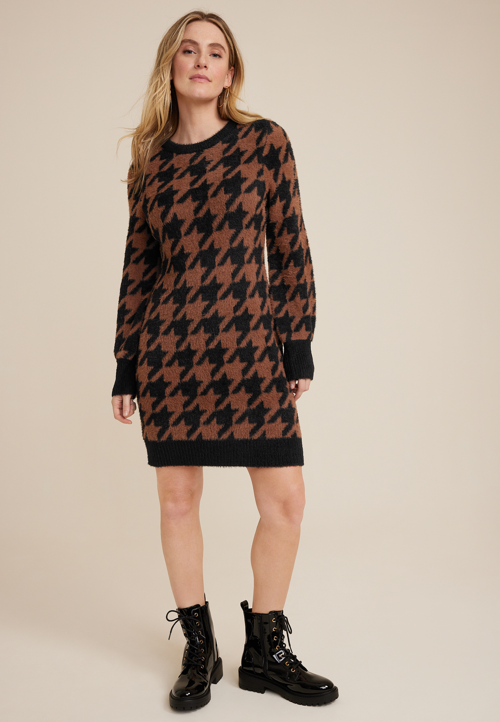 Houndstooth store sweater dress