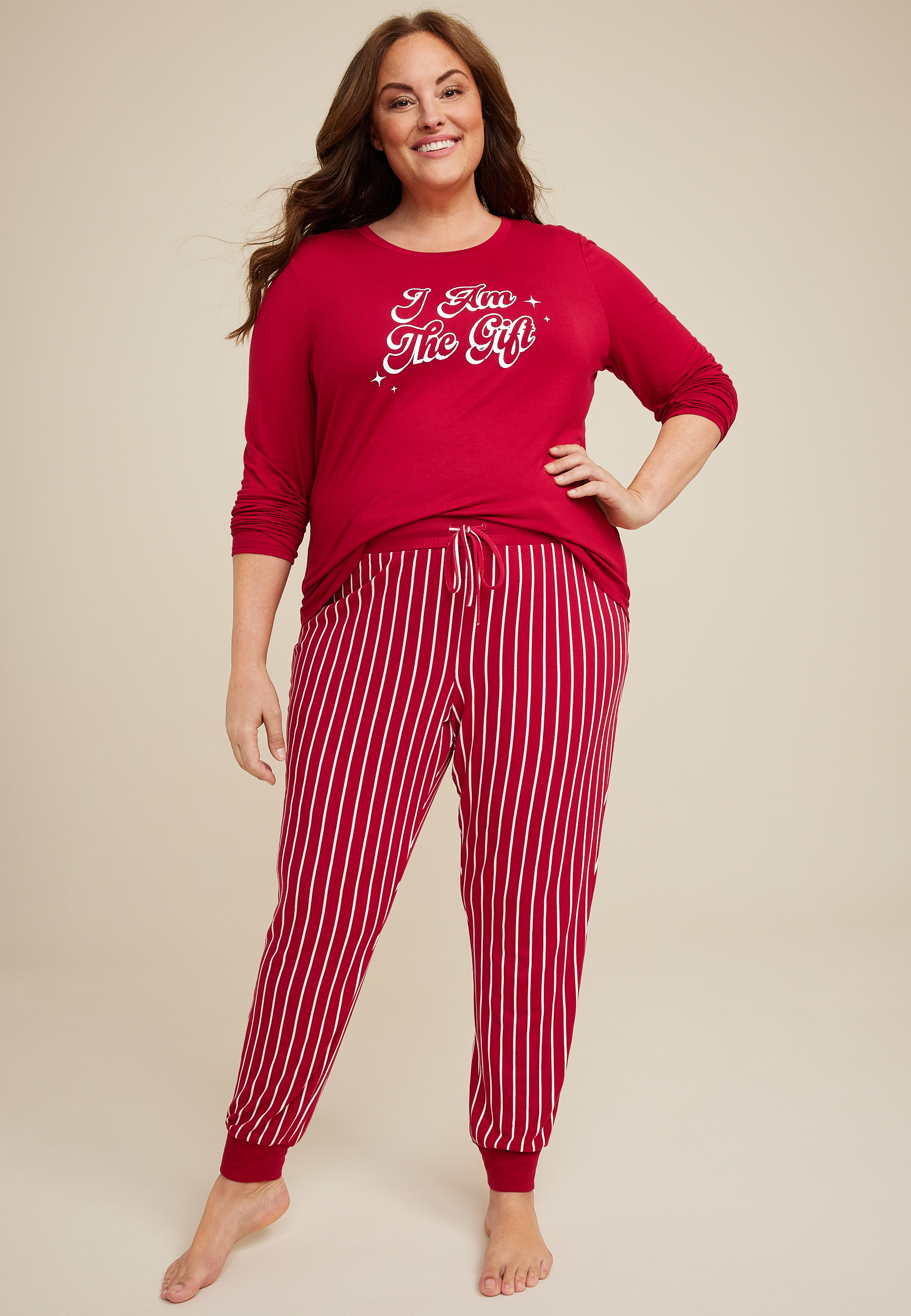 347. MAURICES Here for the Cheer Pajama Set Size 1x NWT  Pajama set, Fleece  pajama pants, Christmas pajama pants