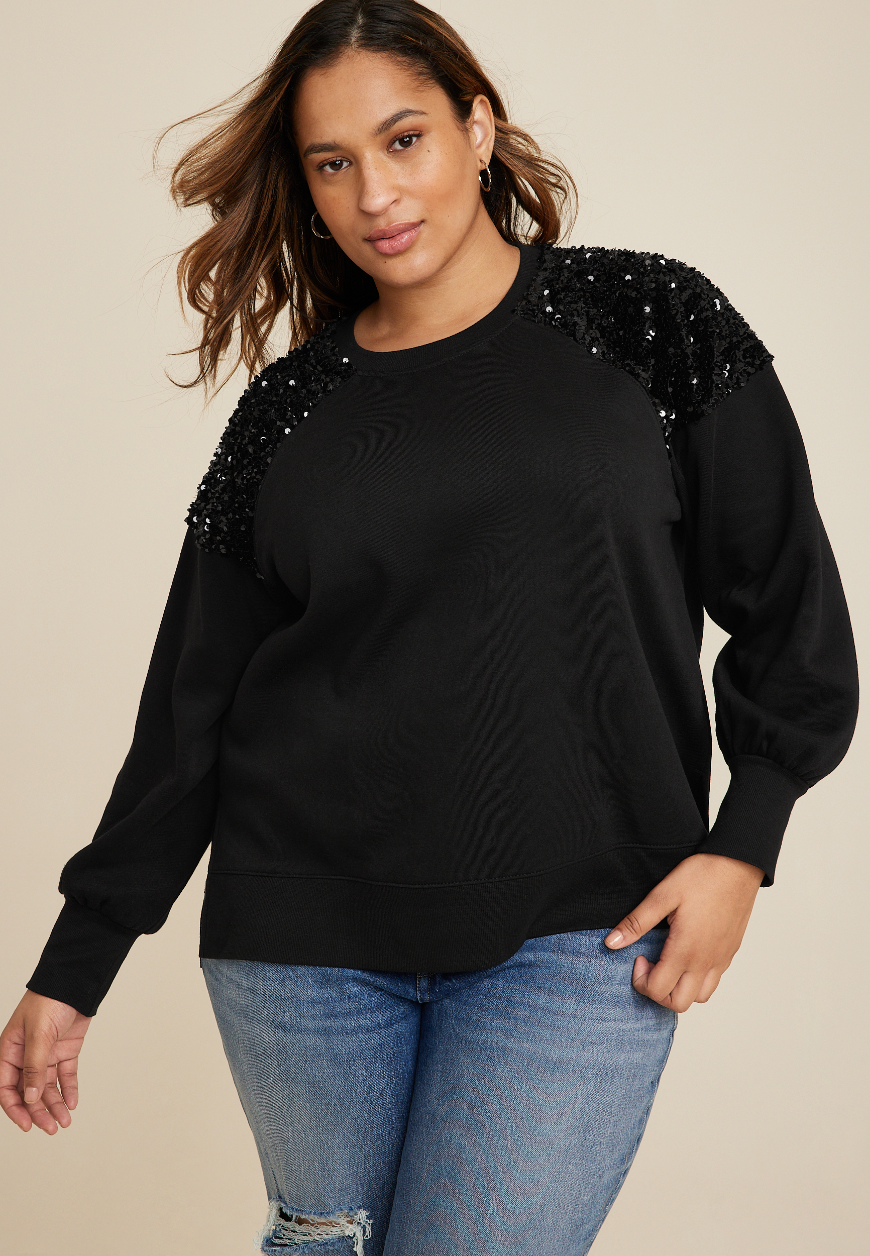 Sequin hoodie best sale plus size