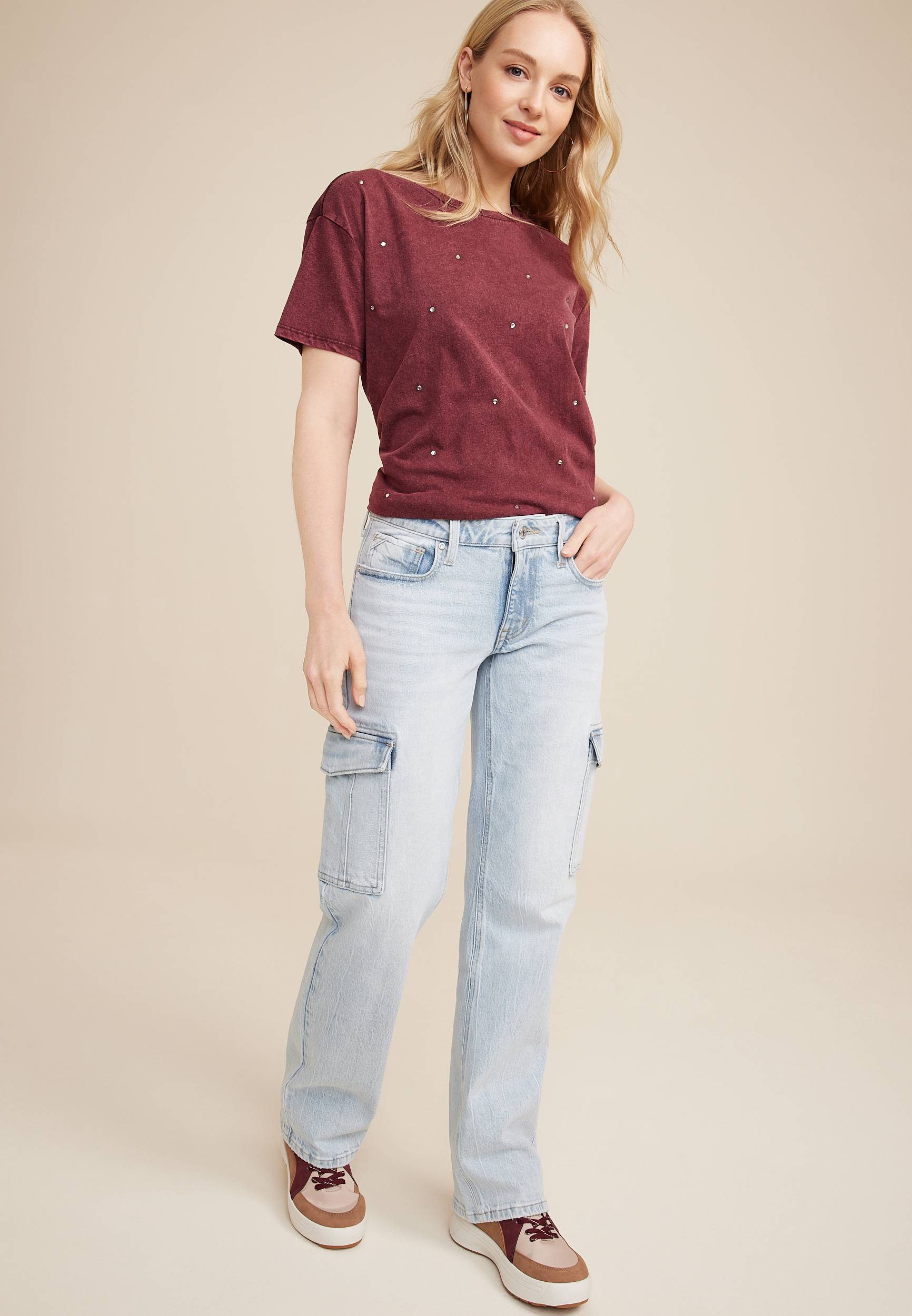edgely™ Mid Rise Relaxed Boyfriend Straight Cargo Jean