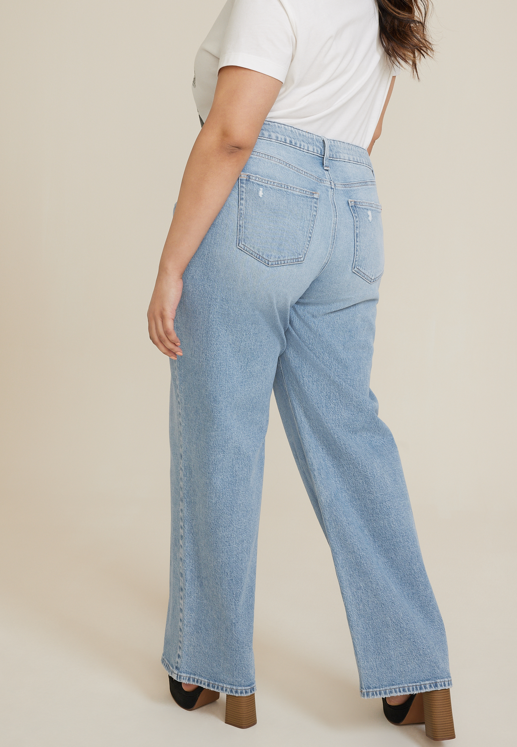 Plus Size edgely™ Curvy High Rise Relaxed Boyfriend Wide Leg Jean