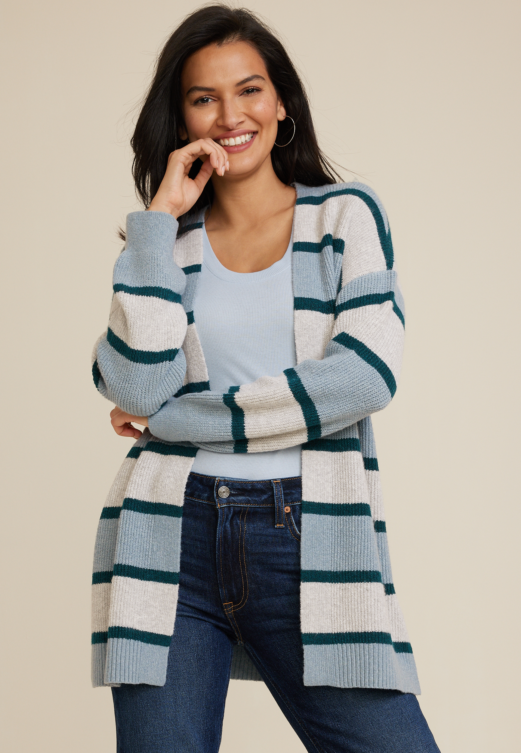 Women's sales striped cardigan