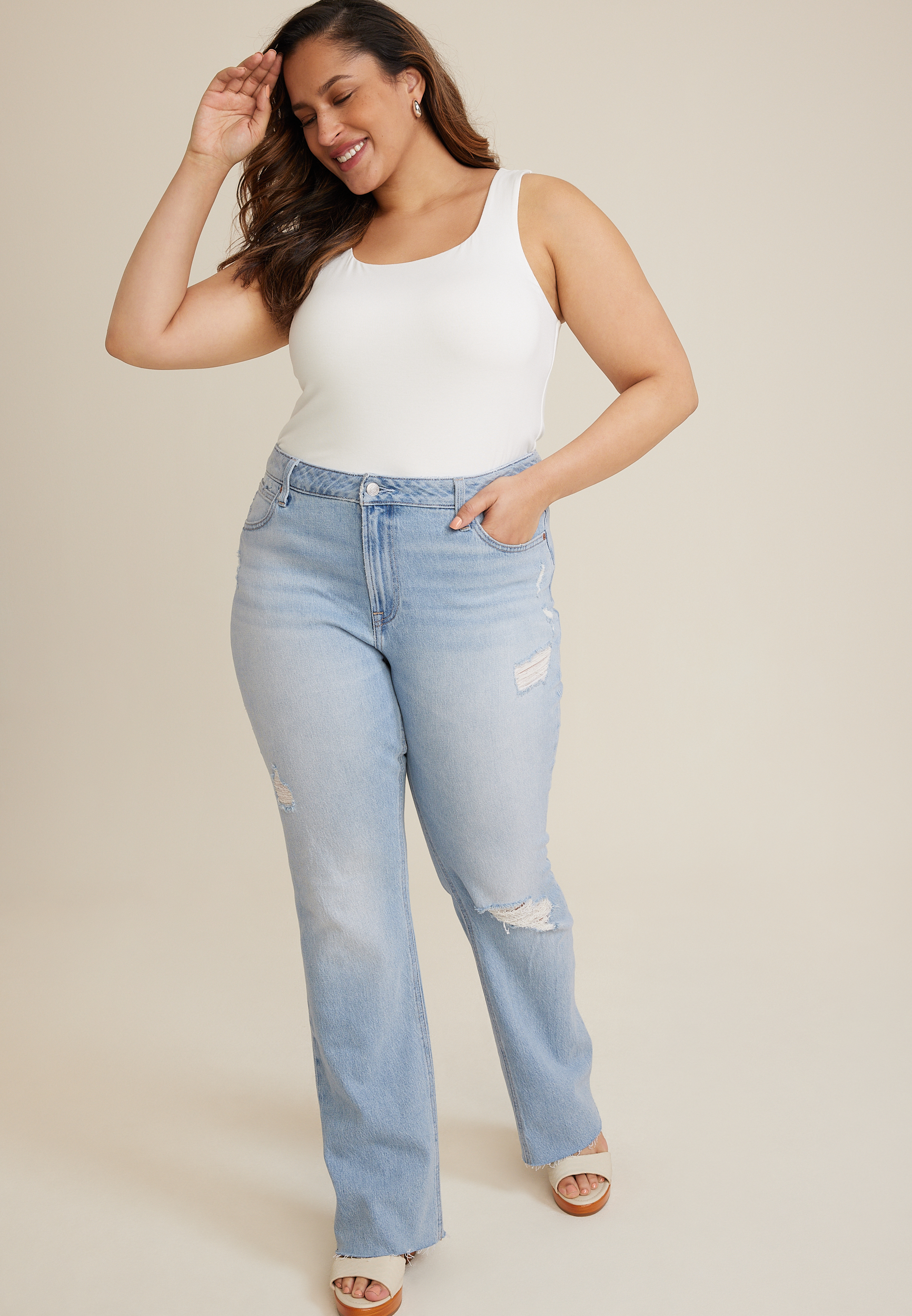 Plus Size Goldie Blues™ Light Curvy High Rise Cheeky Slim