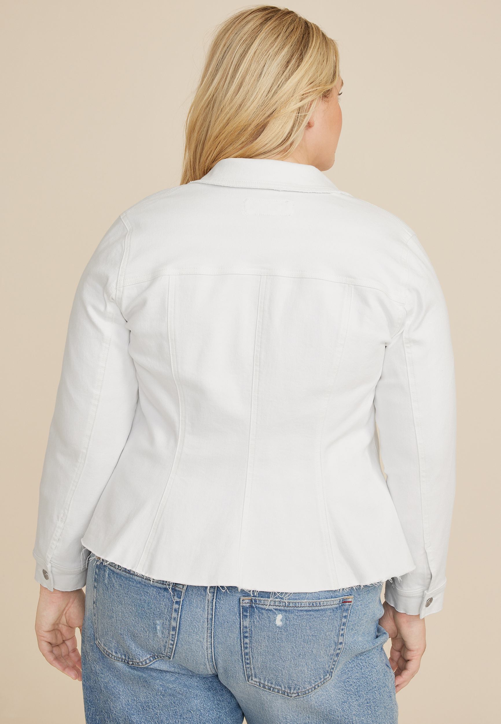 Women's plus size white denim clearance jacket