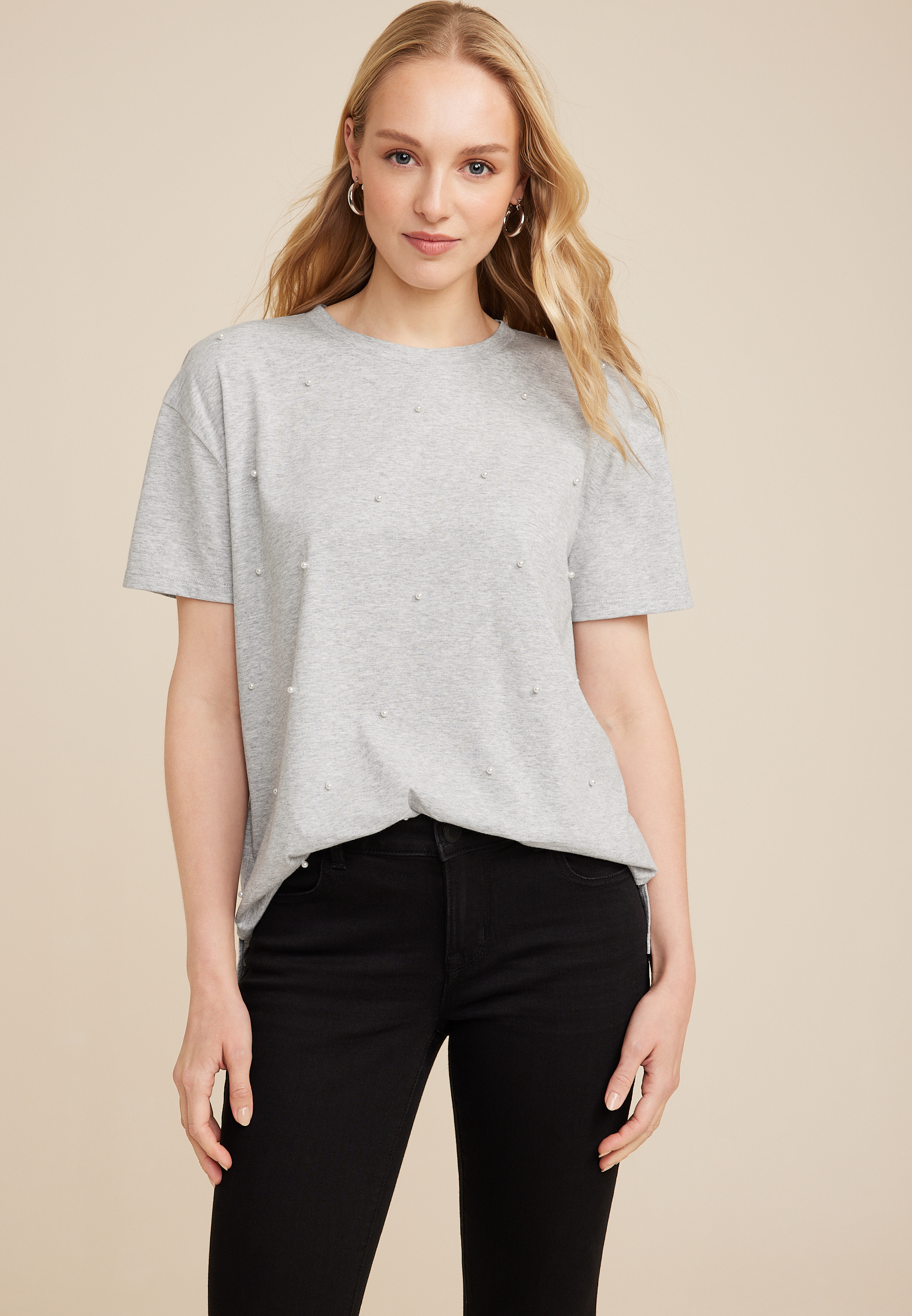 edgely™ Tee | maurices Pearl Crew Neck Embellished