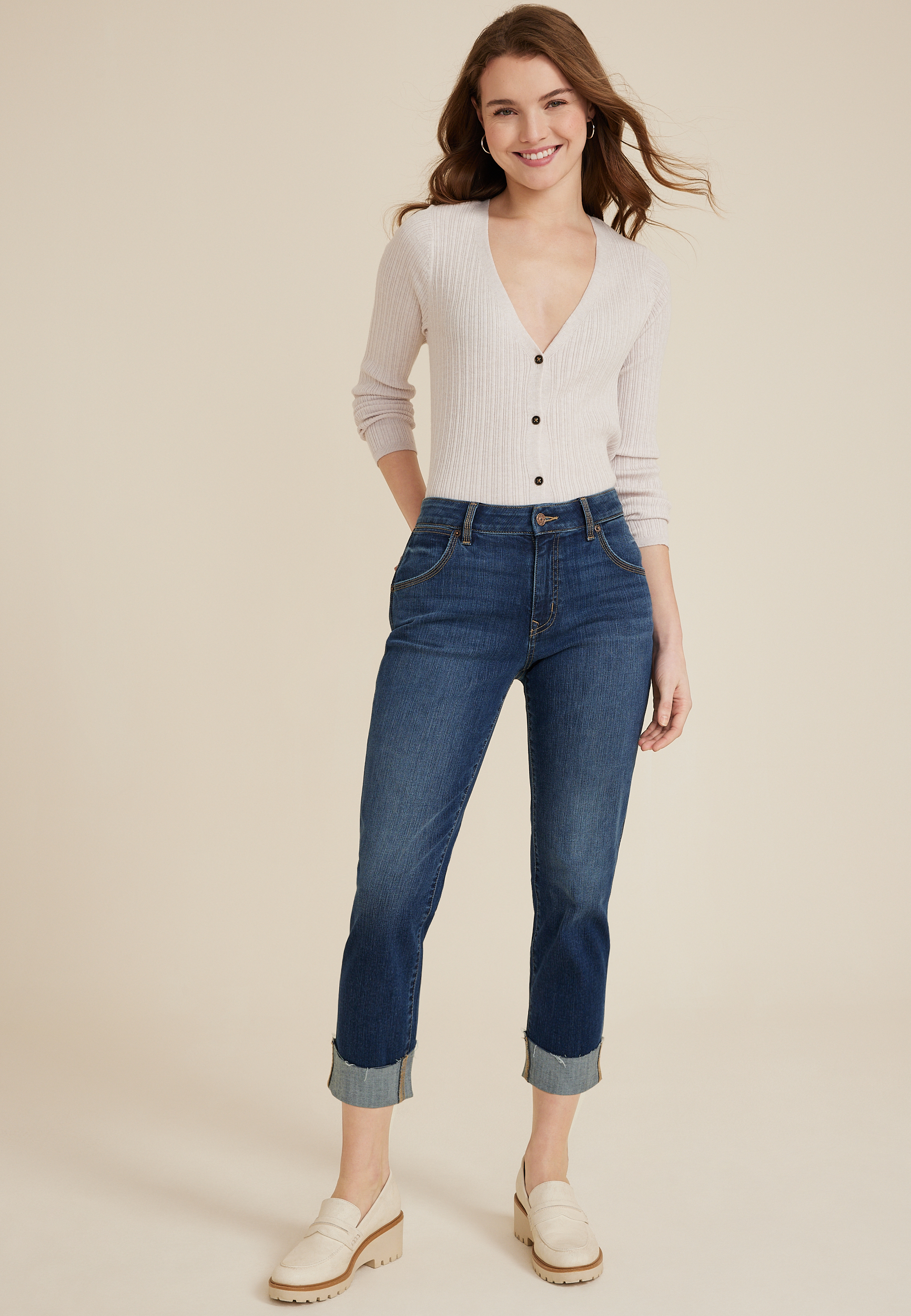 m jeans by maurices™ Classic High Rise Curvy Straight Cropped