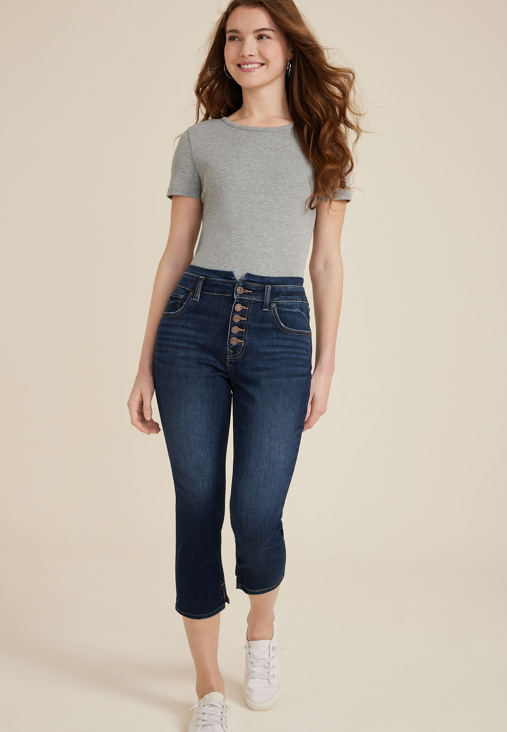 m jeans by maurices™ Cool Comfort High Rise Curvy Stacked Waist Cropped Jean