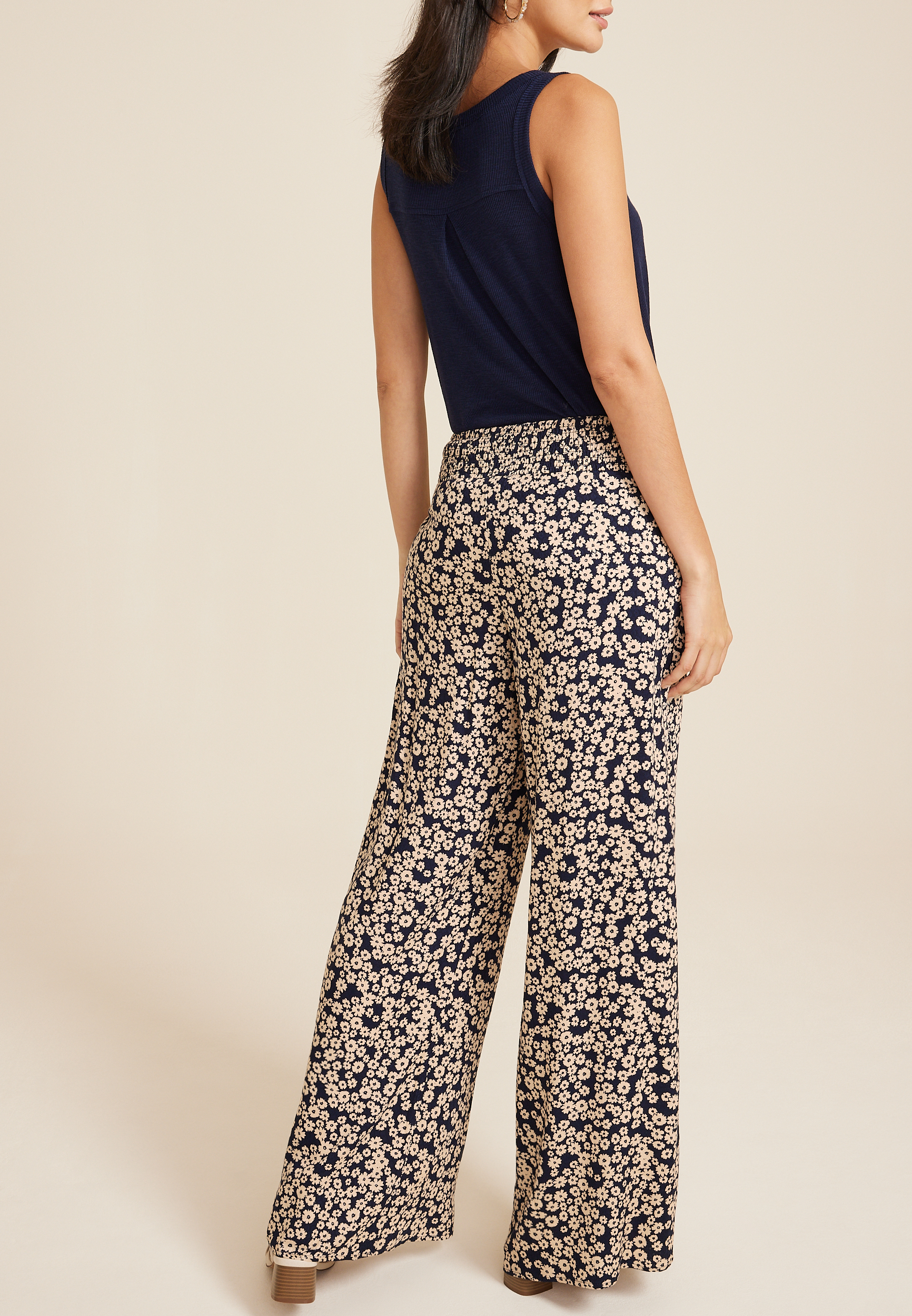 High Rise Floral Print Palazzo Wide Leg Pant | maurices