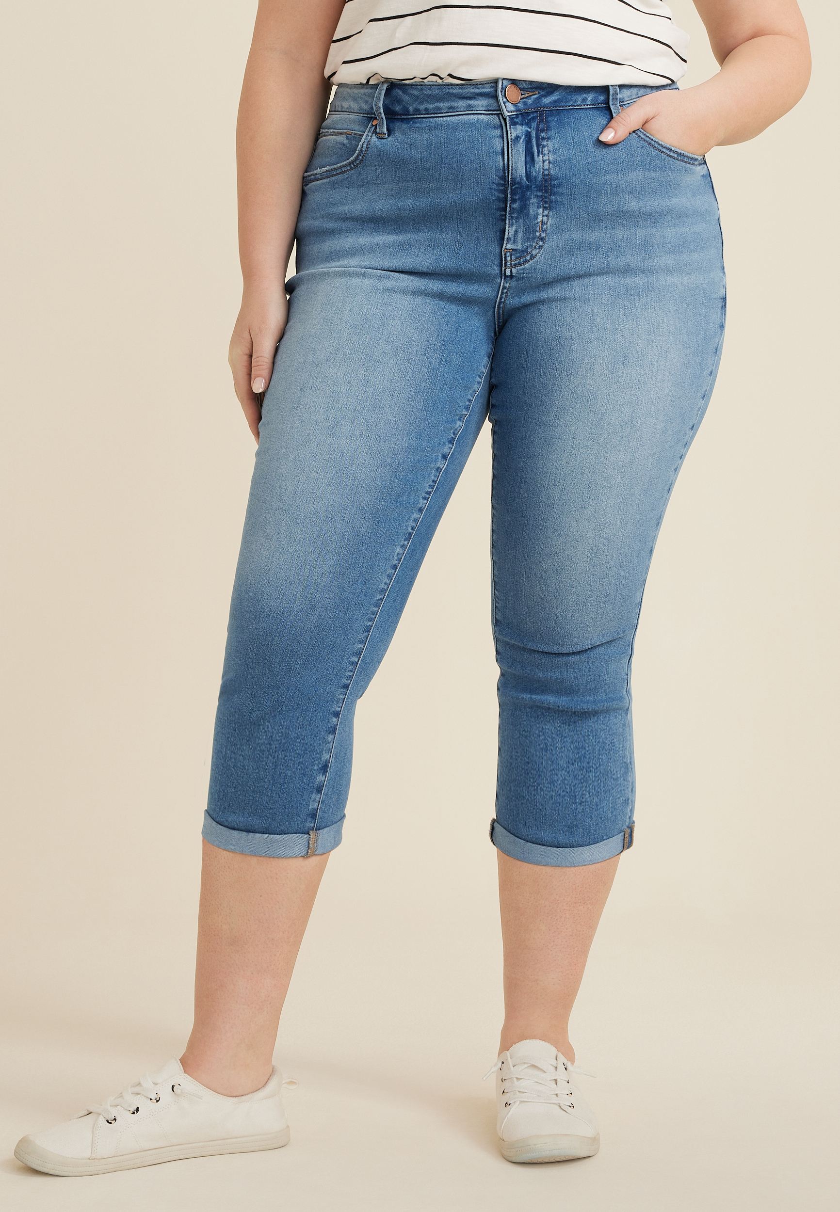 m jeans by maurices™ Everflex™ High Rise Seamed Waist Cropped Jean