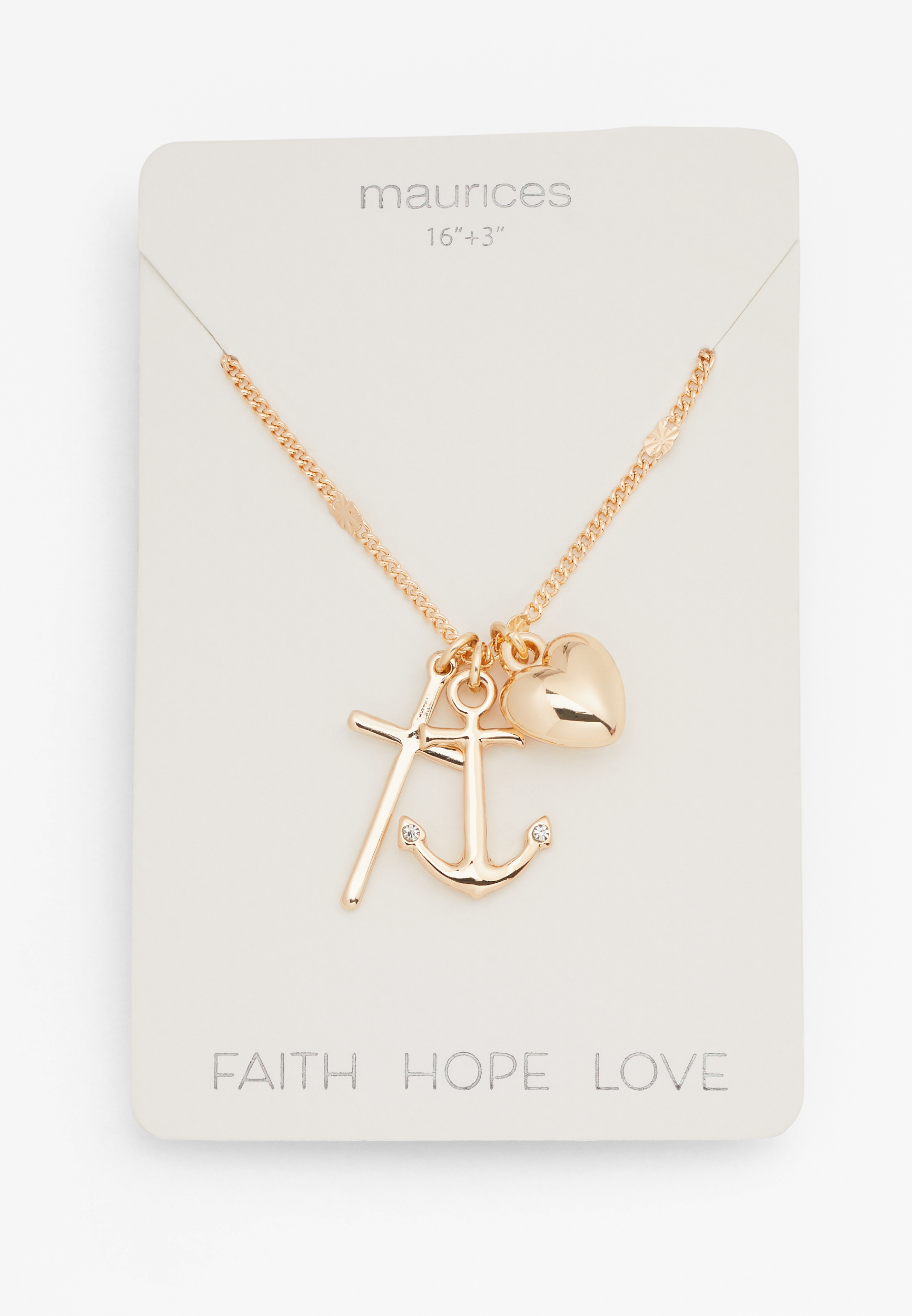 Gold Faith Hope Love Cluster Necklace maurices