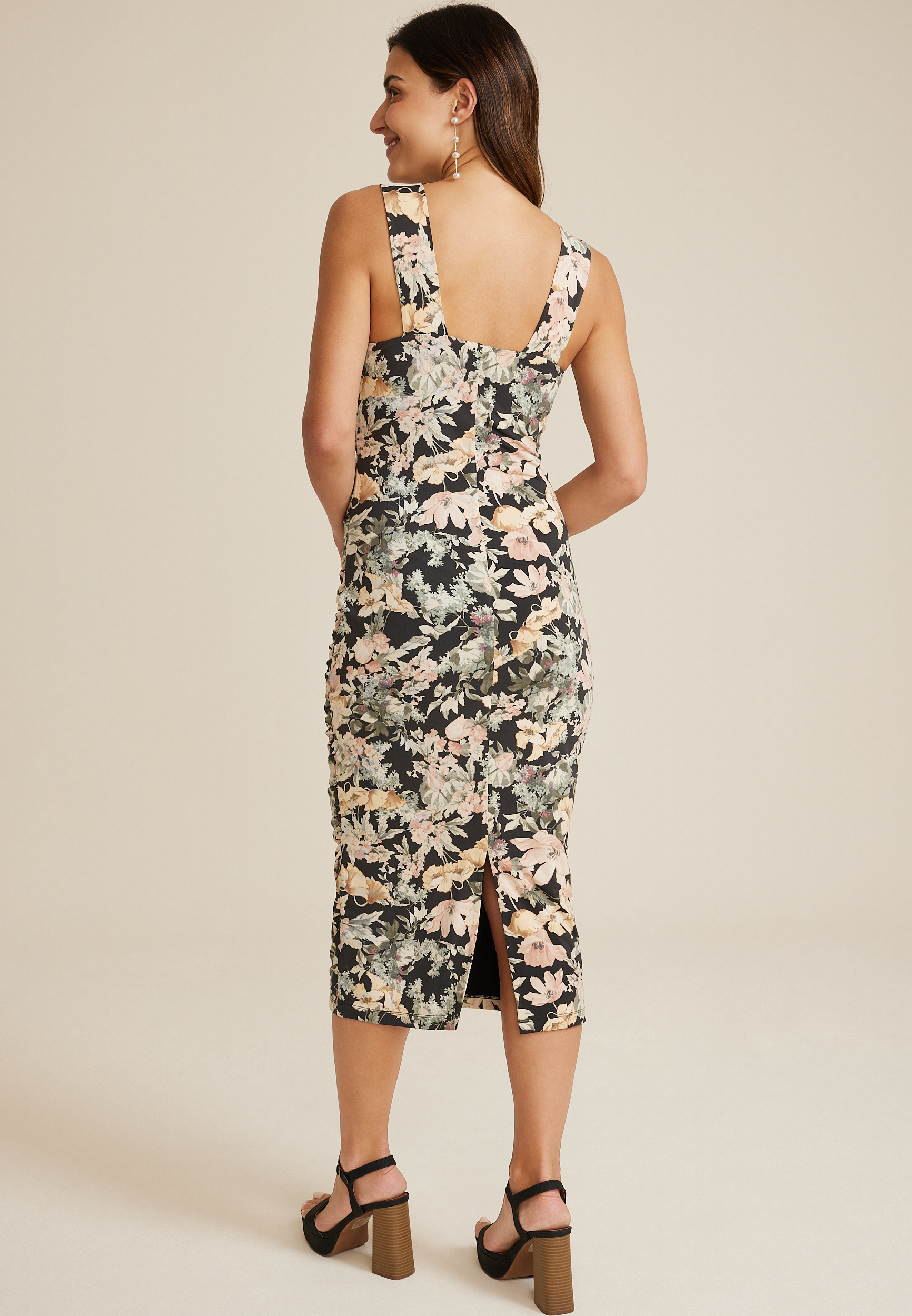 maurices floral maxi dress Maurices Women's Flutter Sleeve Floral Gauze Midi Dress White Size Large