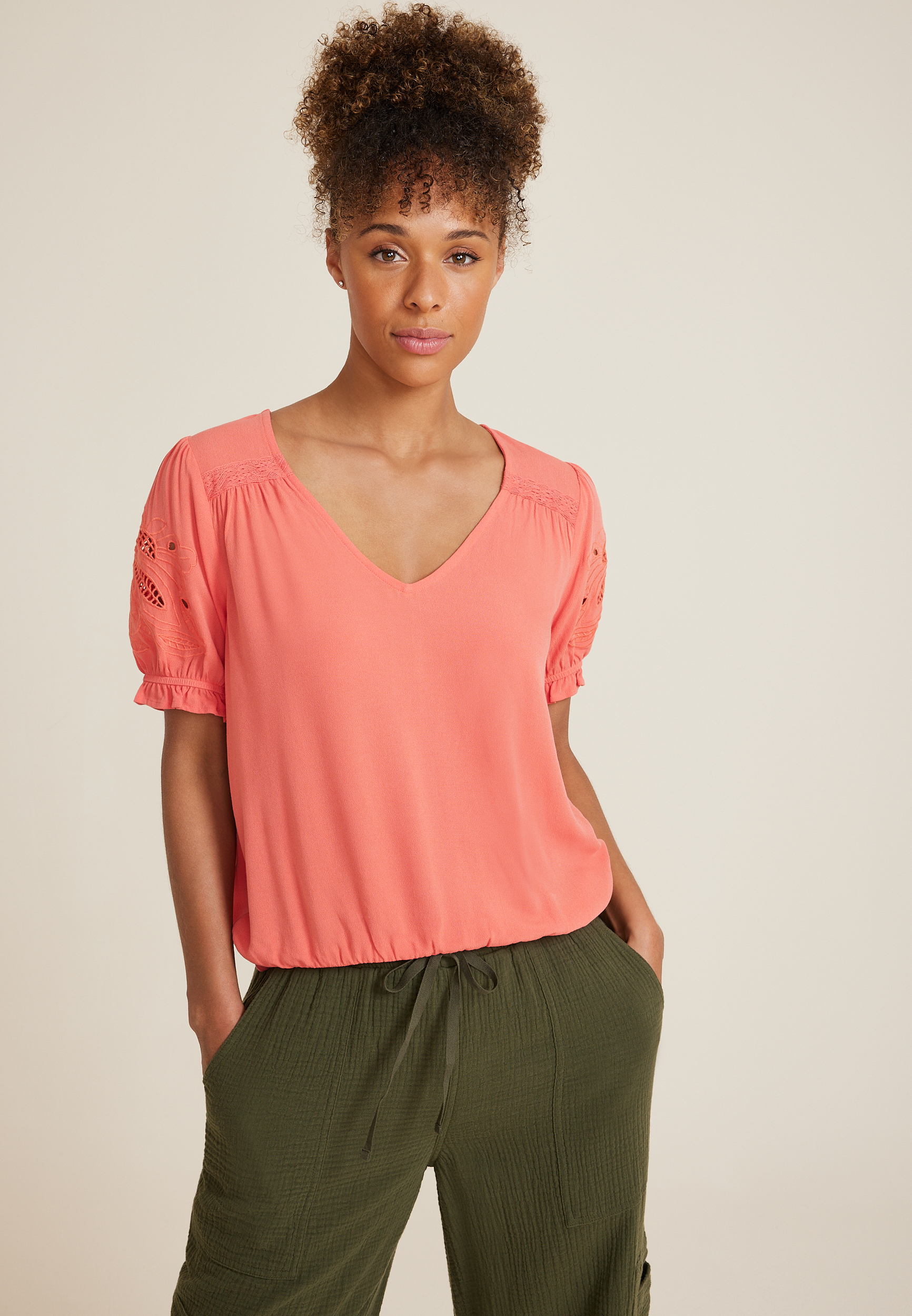 Elouise Shirred Puff Sleeve Blouse