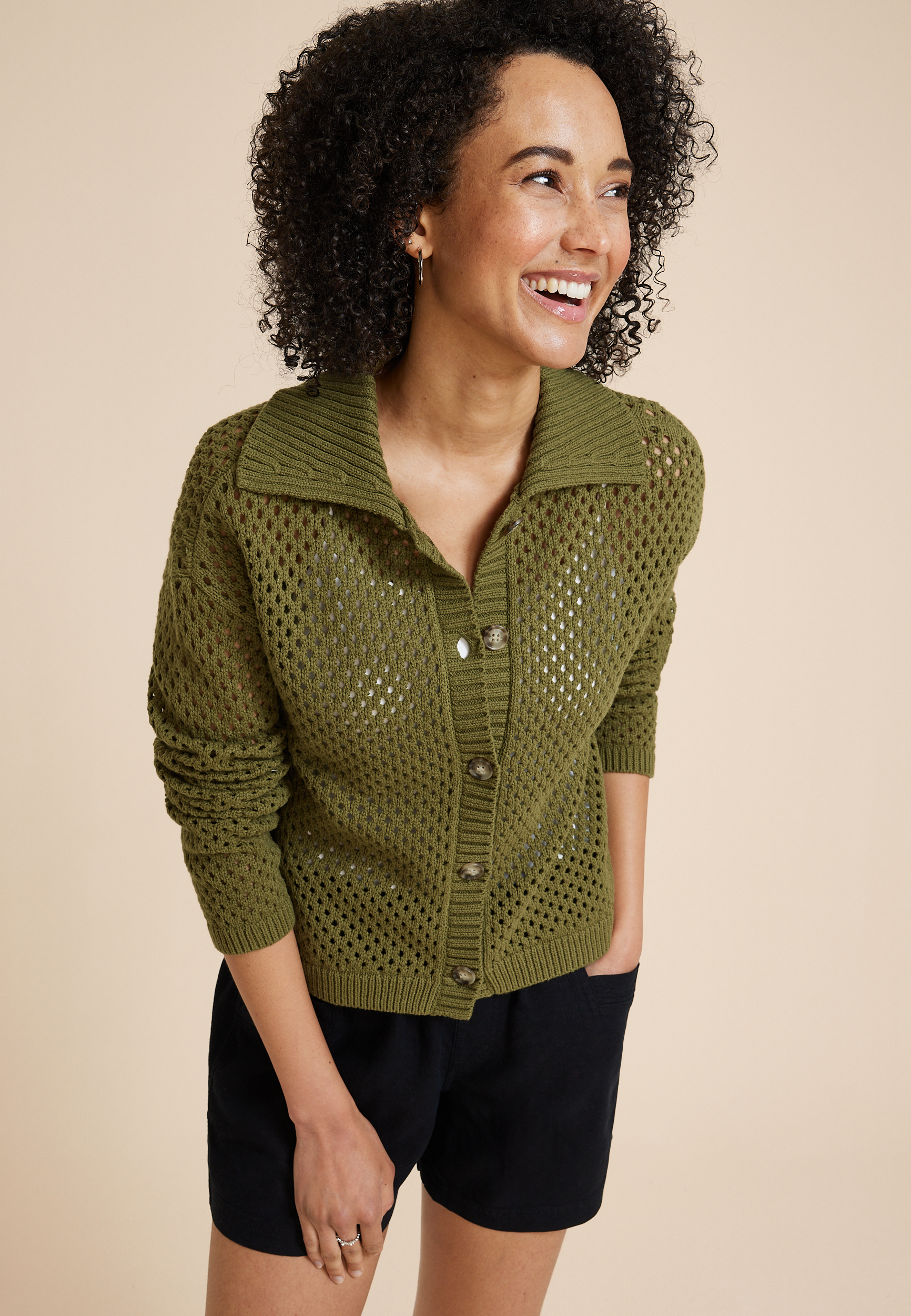 【MODERNIF】Finder Boucle Open Collar Knit MODERNIF】Finder Boucle Open Collar Knit (modernif/ニット