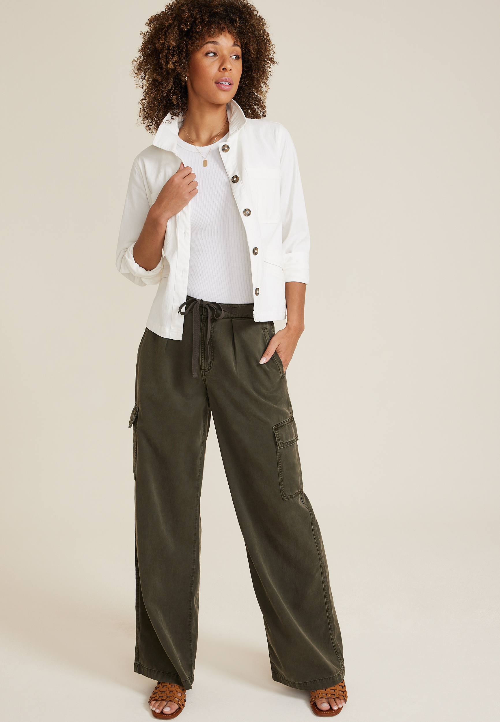 Soft Cargo High Rise Wide Leg Pant | maurices