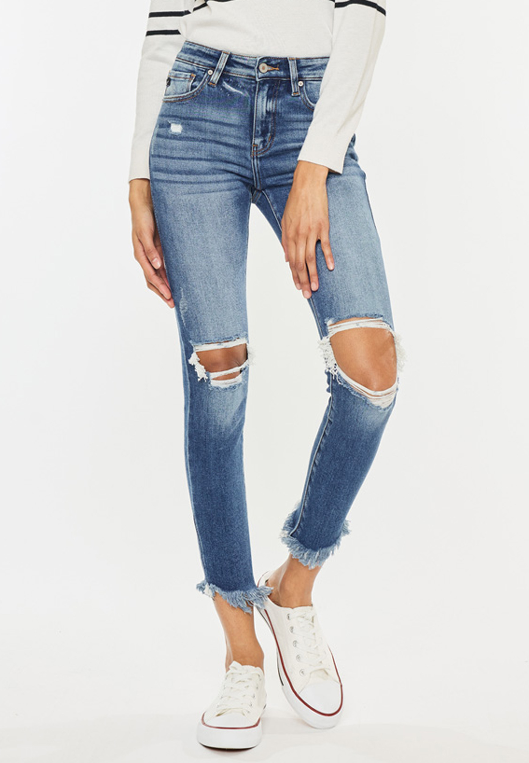 Kancan Curvy Fray Hem High Rise Skinny Jean main image 1