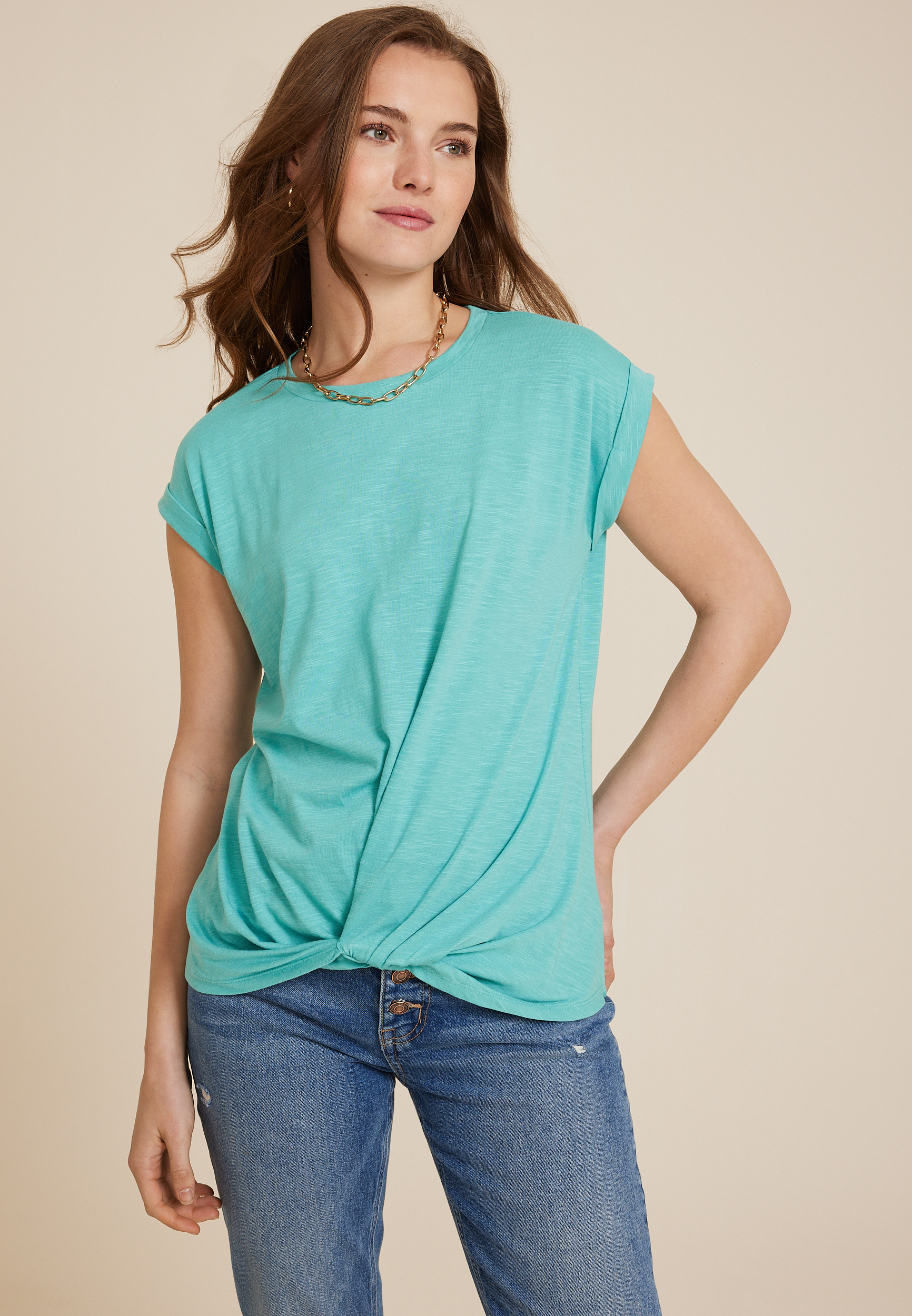 Ripped Knot Hem Tee