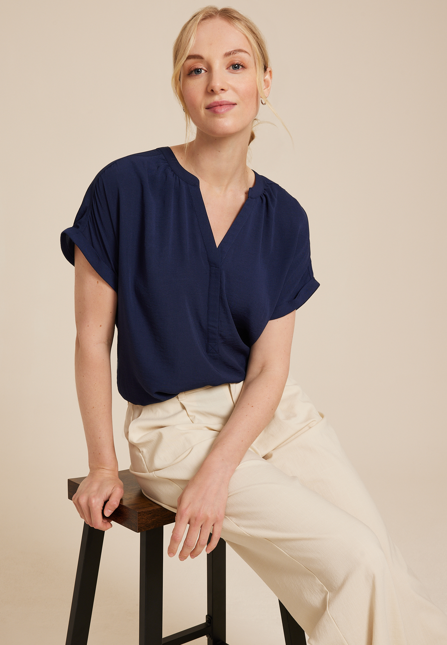 トップス Mocmoc blouse/Navy jnhearts Patterned chiffon blouse - Navy blue/paisley pattern