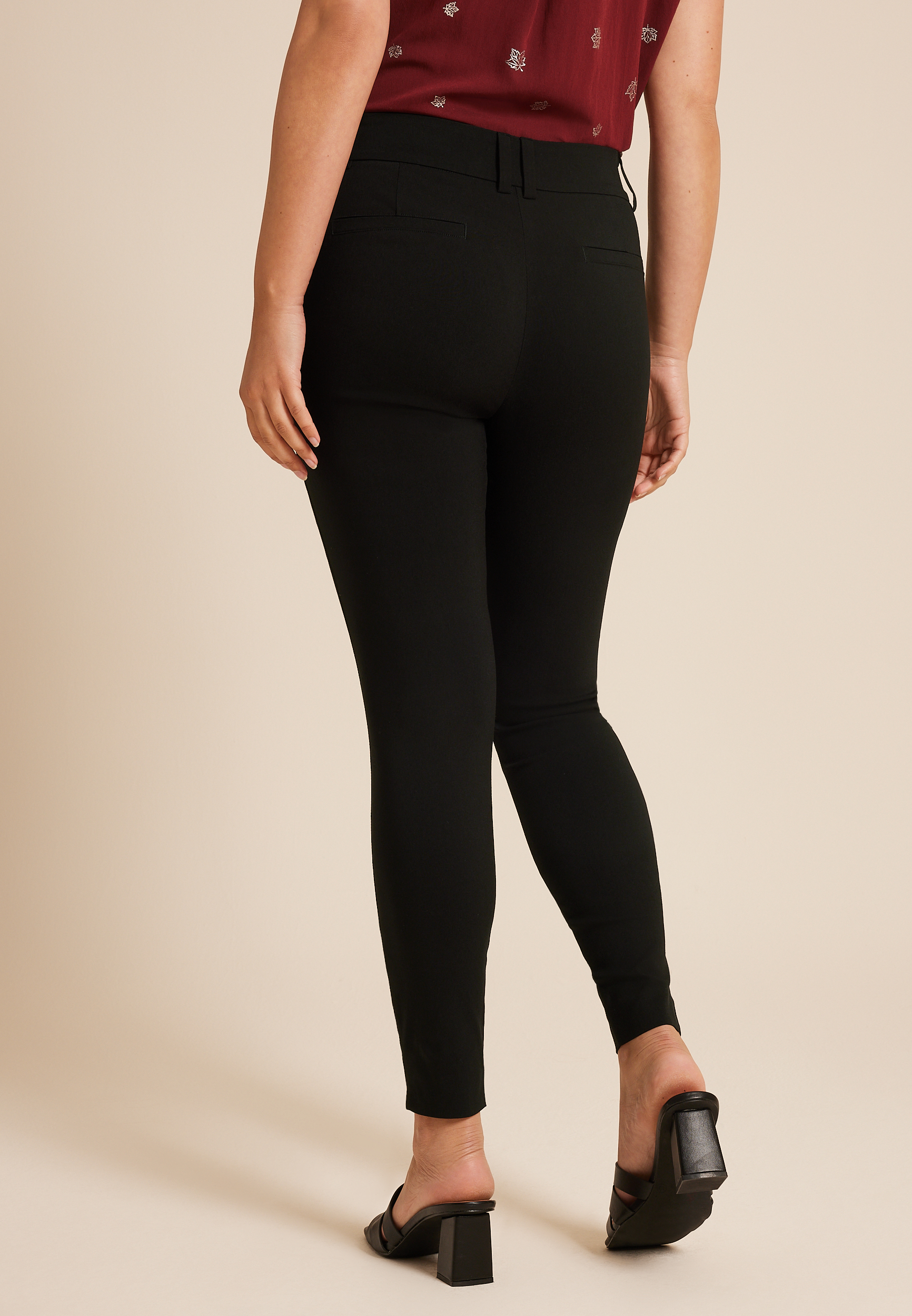 Bengaline Constructed Waist Mid Rise Skinny Dress Pant