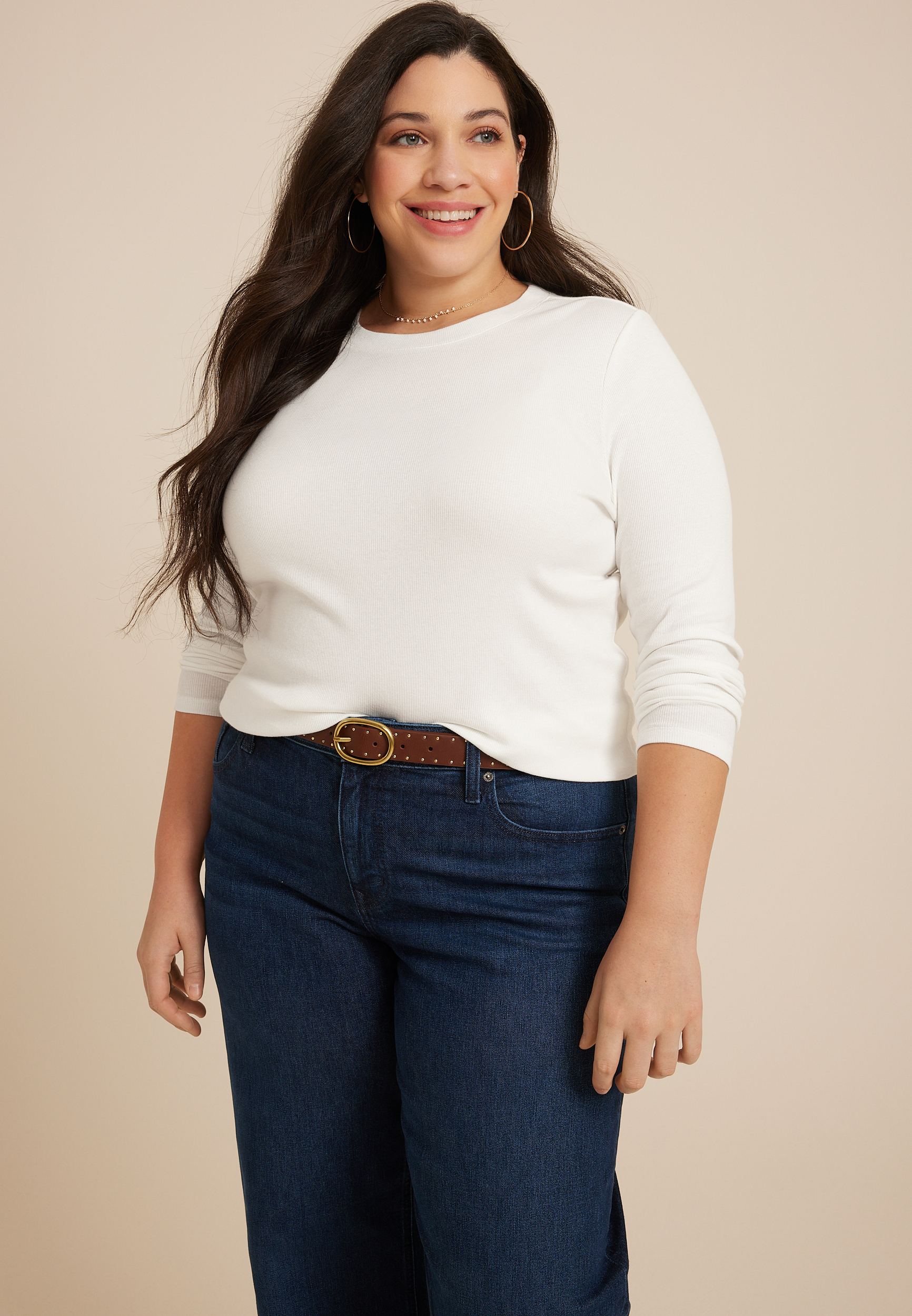 トップス STRABIEGD MUREDRERS L/S TEE Apartment XL Plus Size 24/7 Ada Ribbed Long Sleeve Tee | maurices