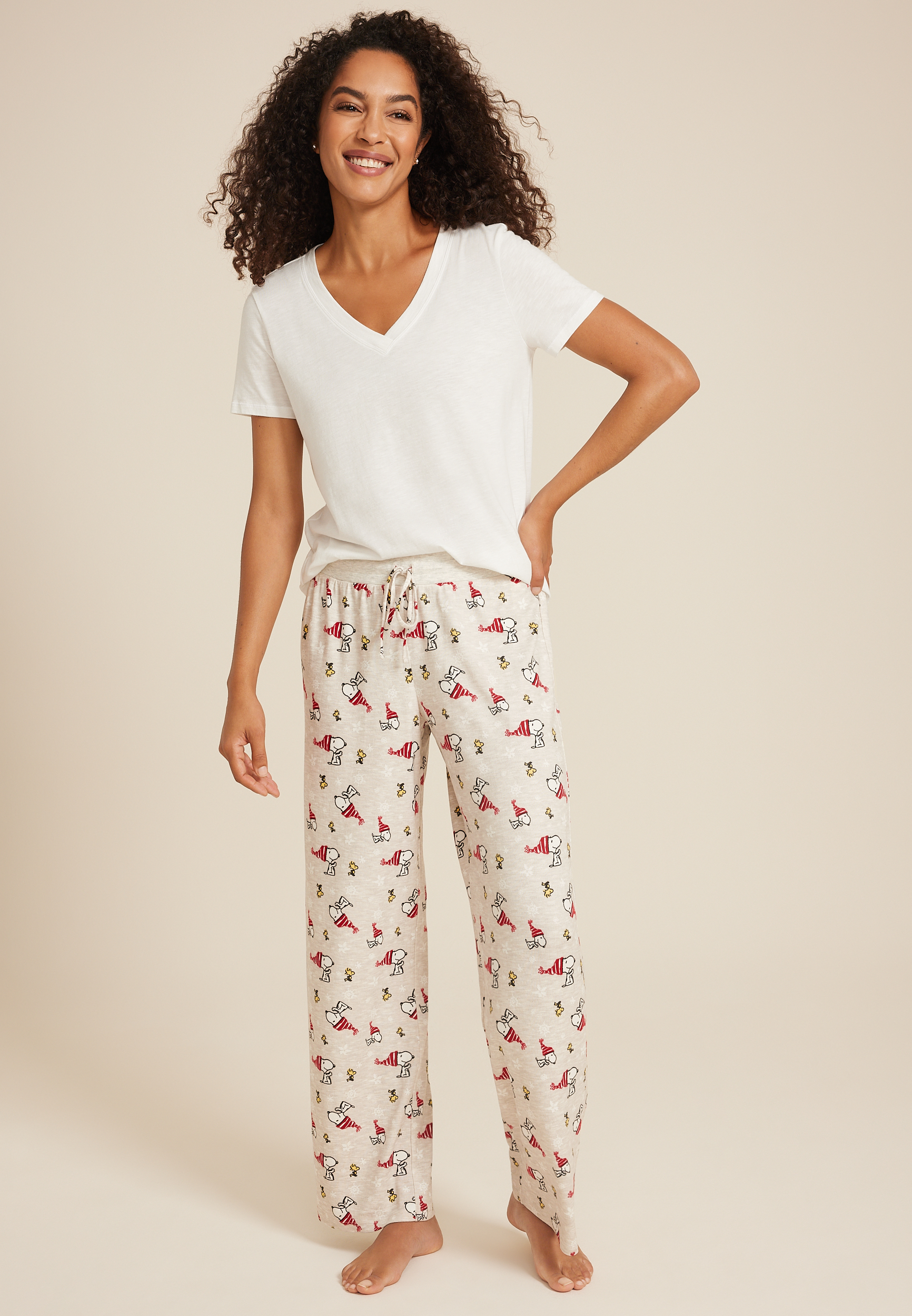 Snoopy Hacci Wide Leg Pajama Pants | maurices