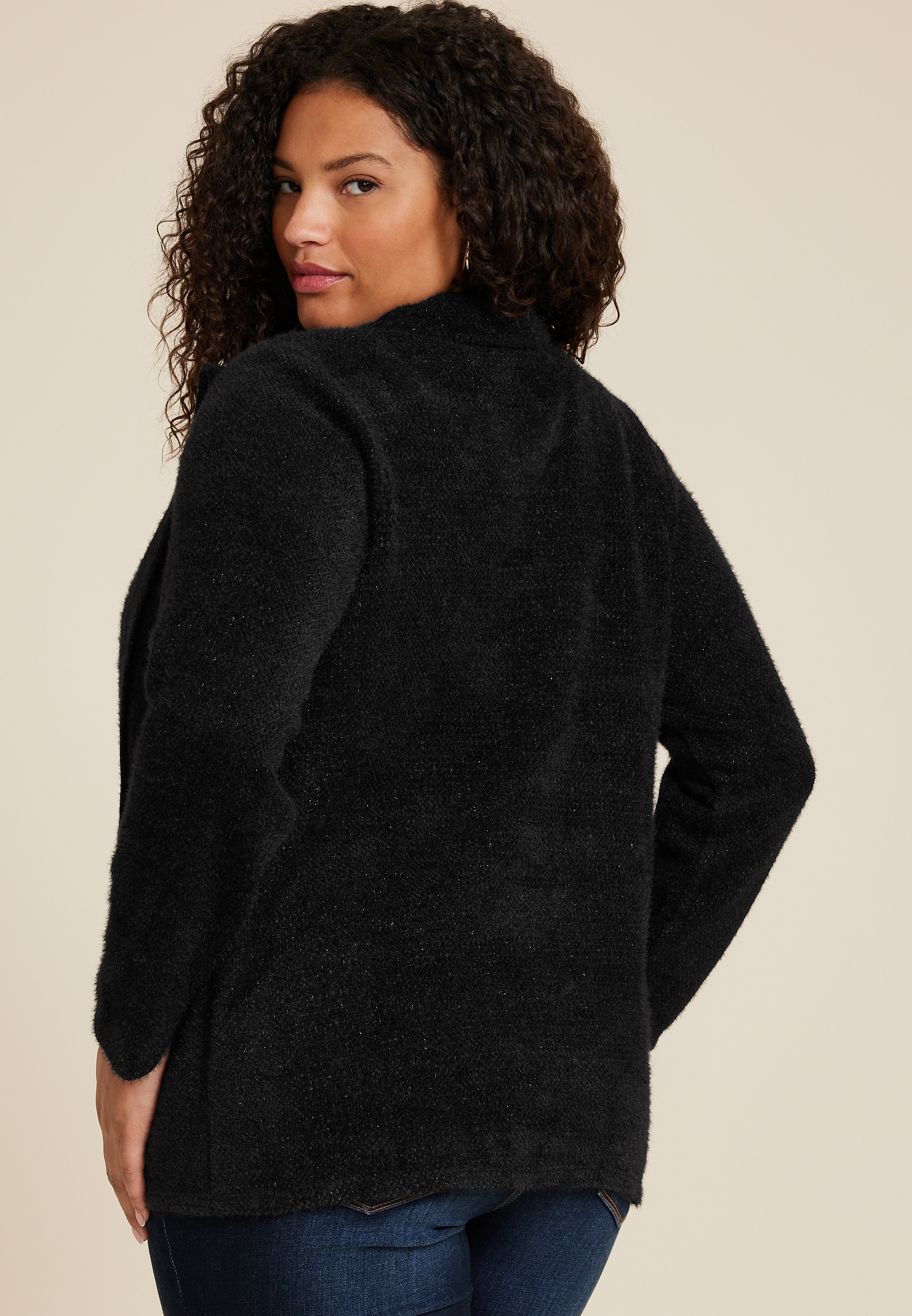 Plus Size Metallic Asymmetrical Cardigan | maurices