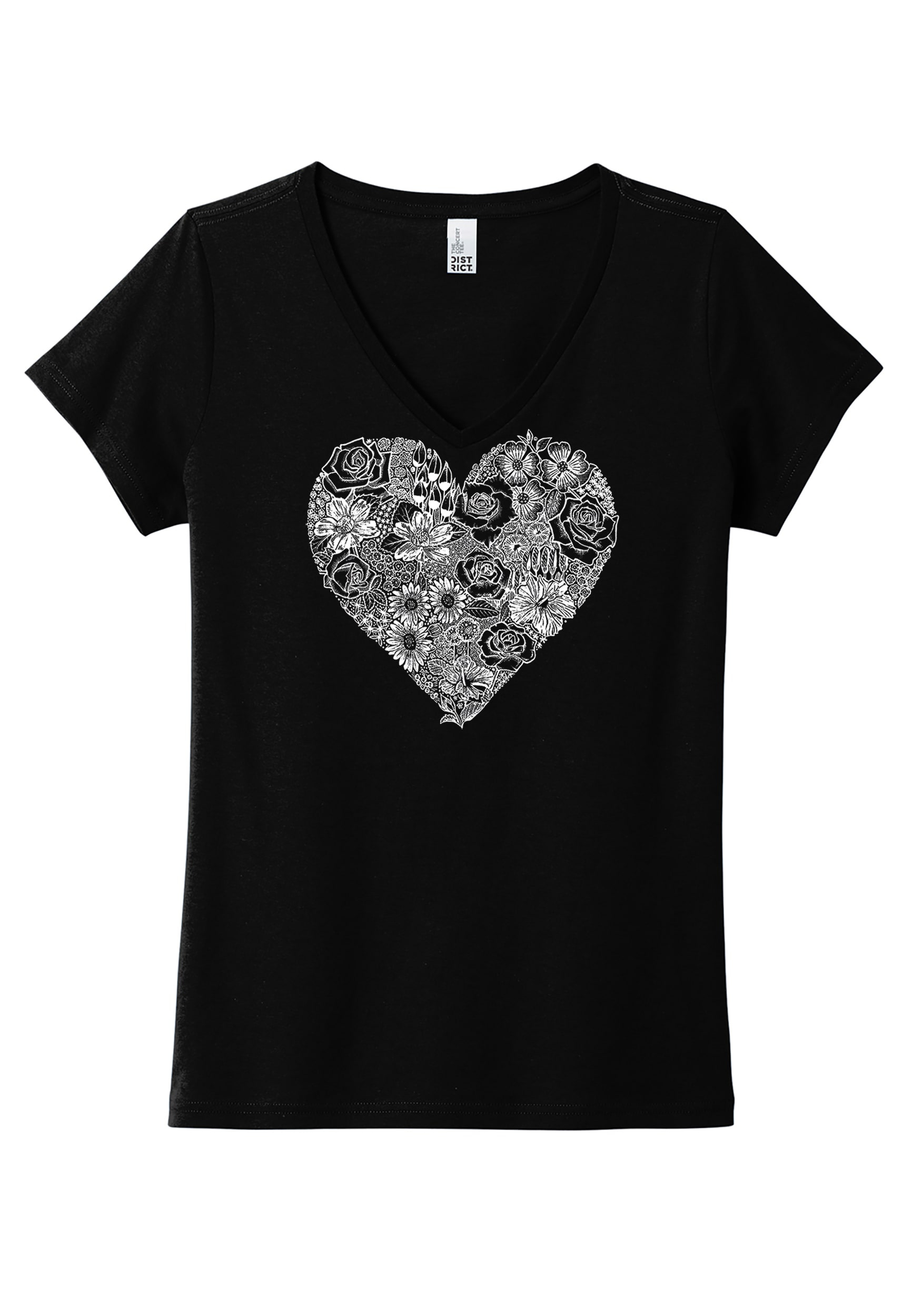 LA Pop Art Women's Flower Heart Premium Word Art VNeck Tee maurices