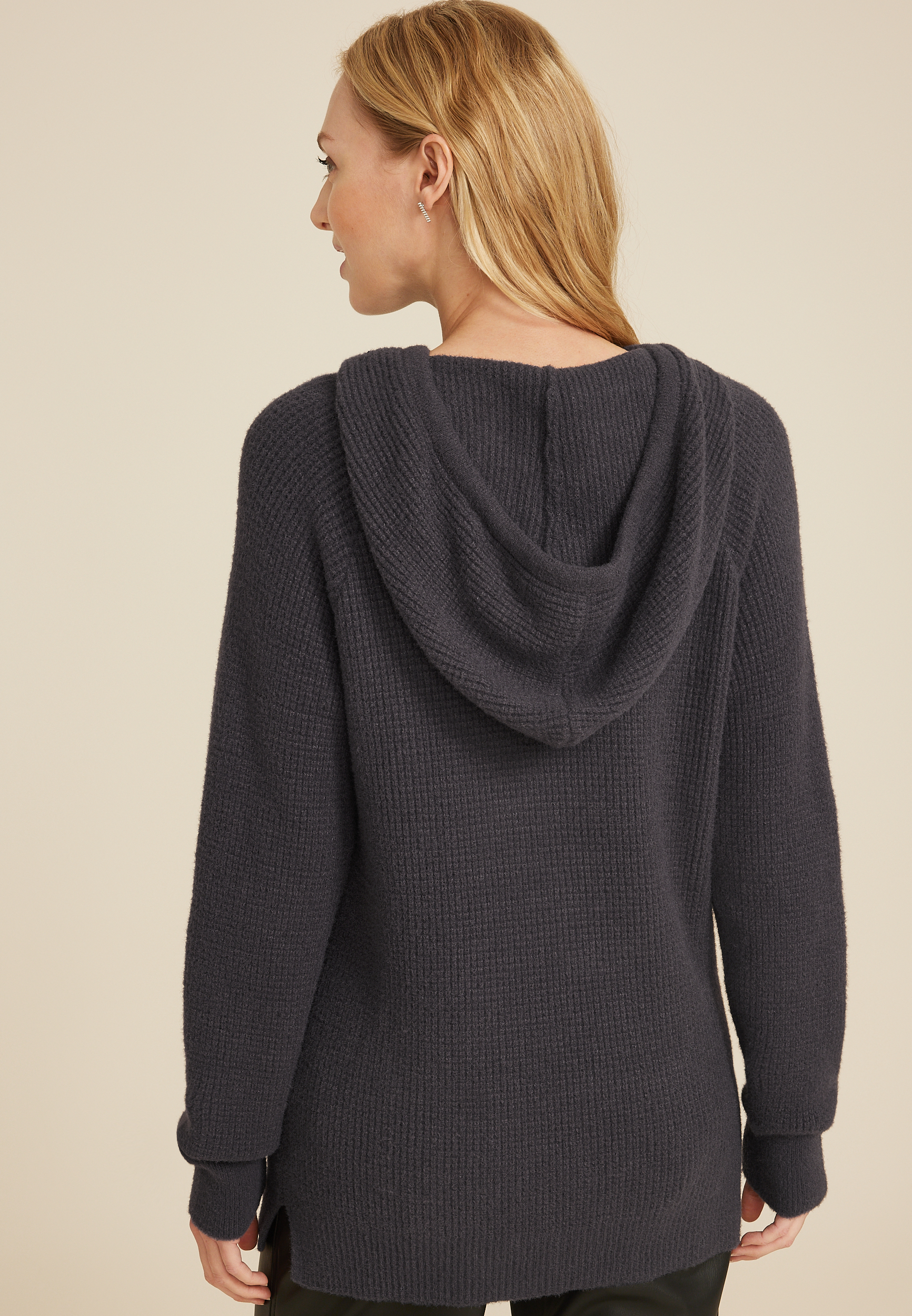 Waffle Knit Hooded Tunic | maurices