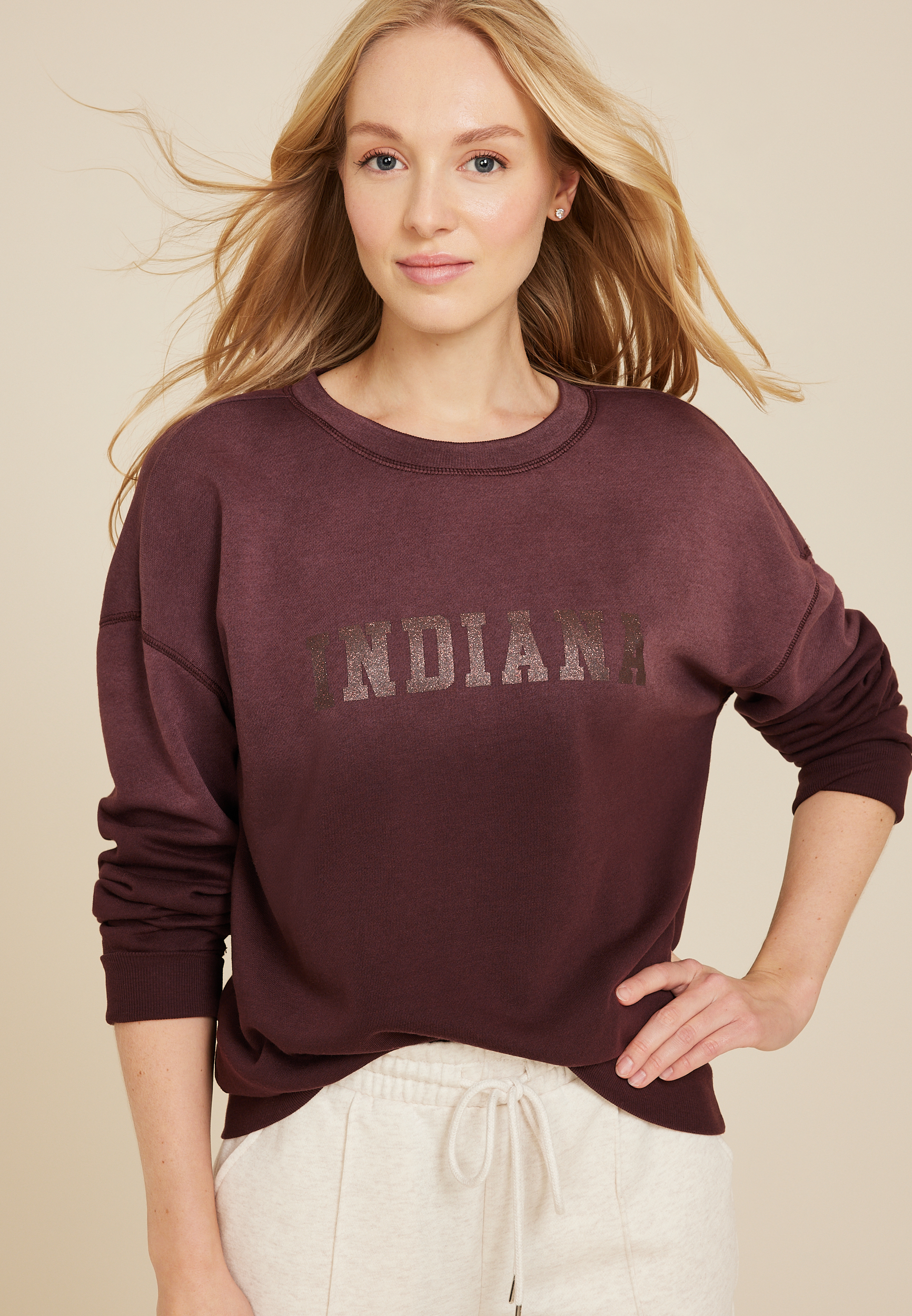 State Dip Dye Crew Neck Sweatshirt | maurices