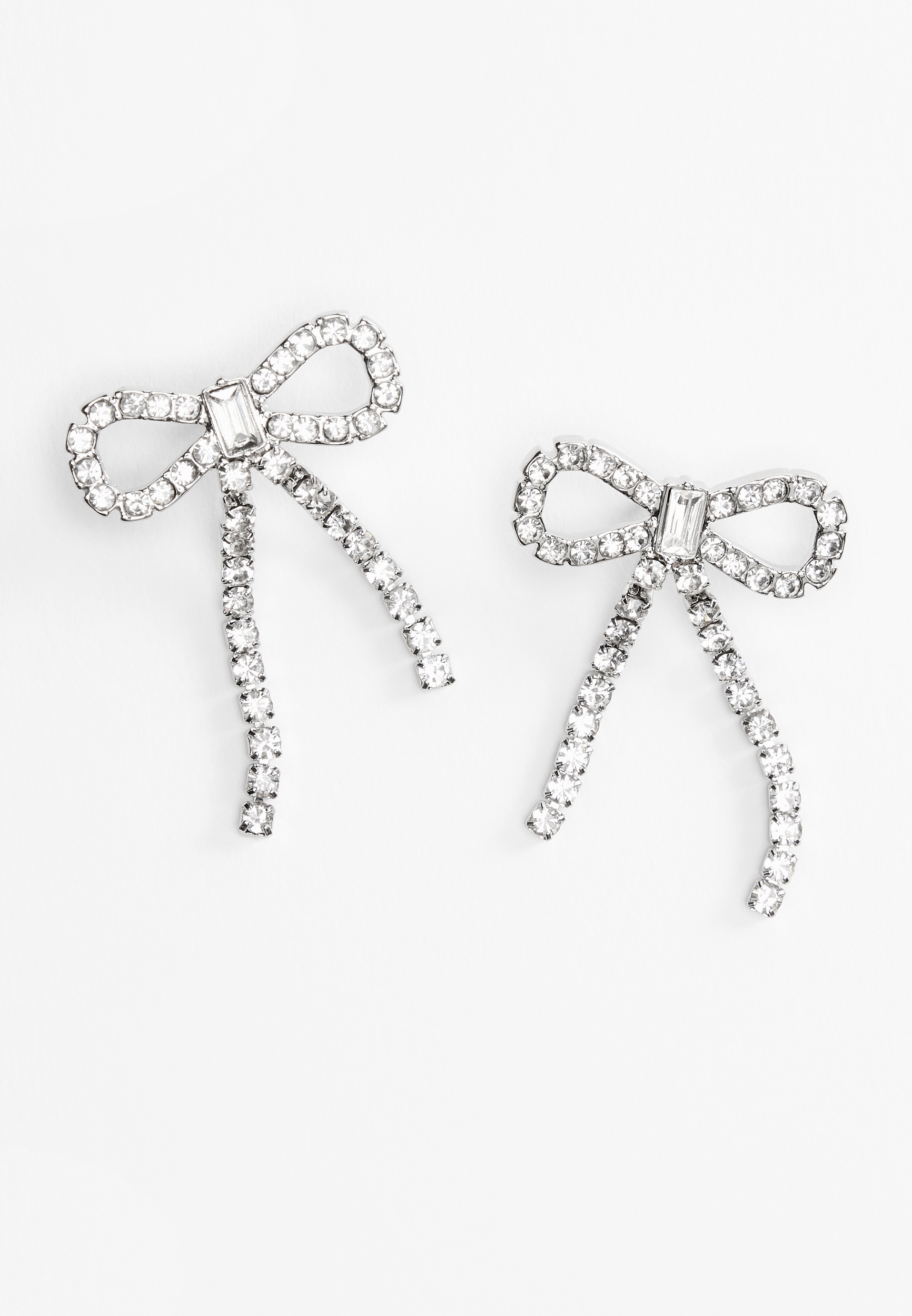 Rhinestone Embellished Bow Drop Earrings | maurices