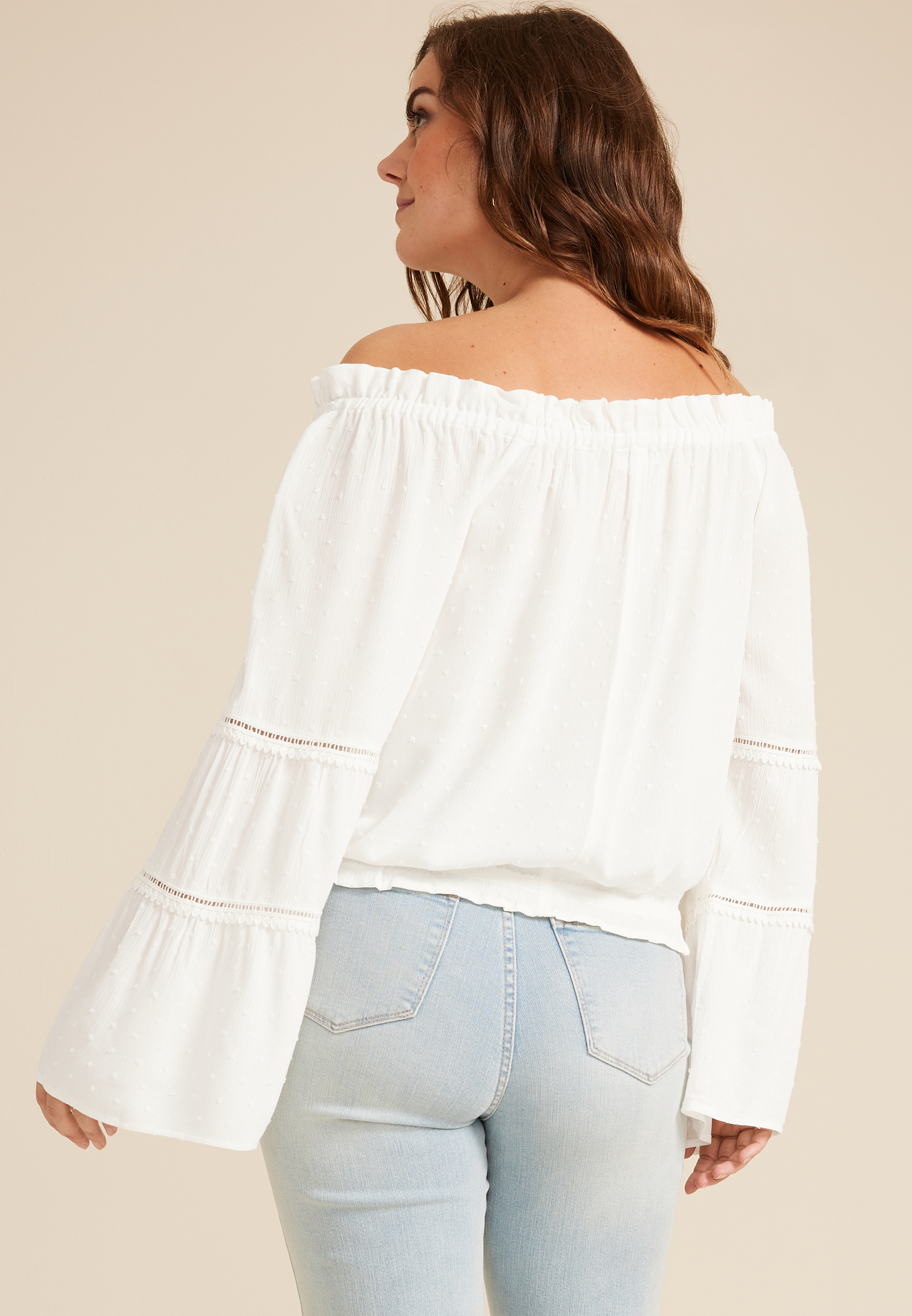 Clip Dot Smocked Off The Shoulder Top | maurices