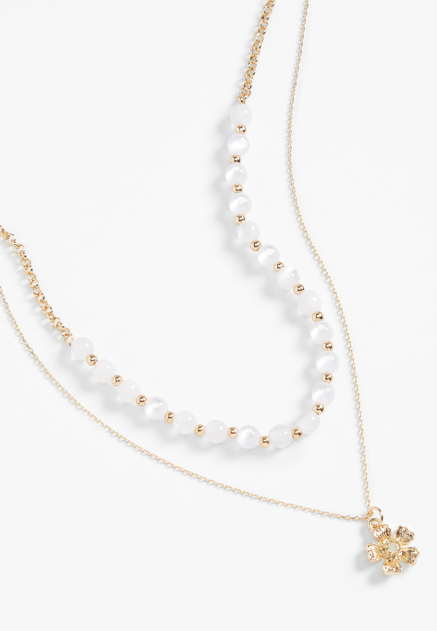 Beaded Floral Layered Necklace