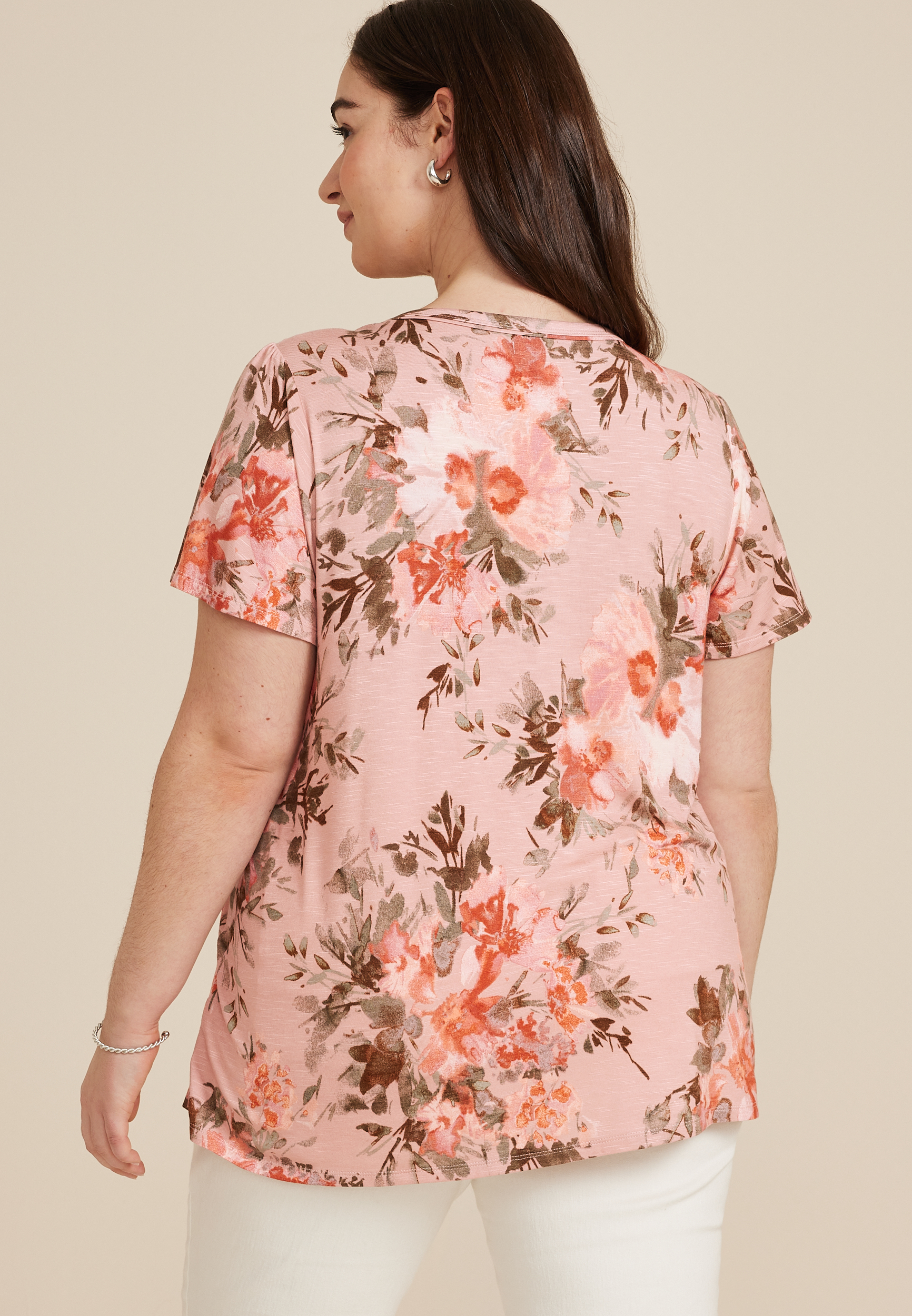 売れ筋商品|||デモクラシー カットソー トップス レディース Trendy Plus Size Floral-Print Ruffle-Trim Blouse Rose Pearl デモクラシー レディース カットソー トップス Trendy Plus Size