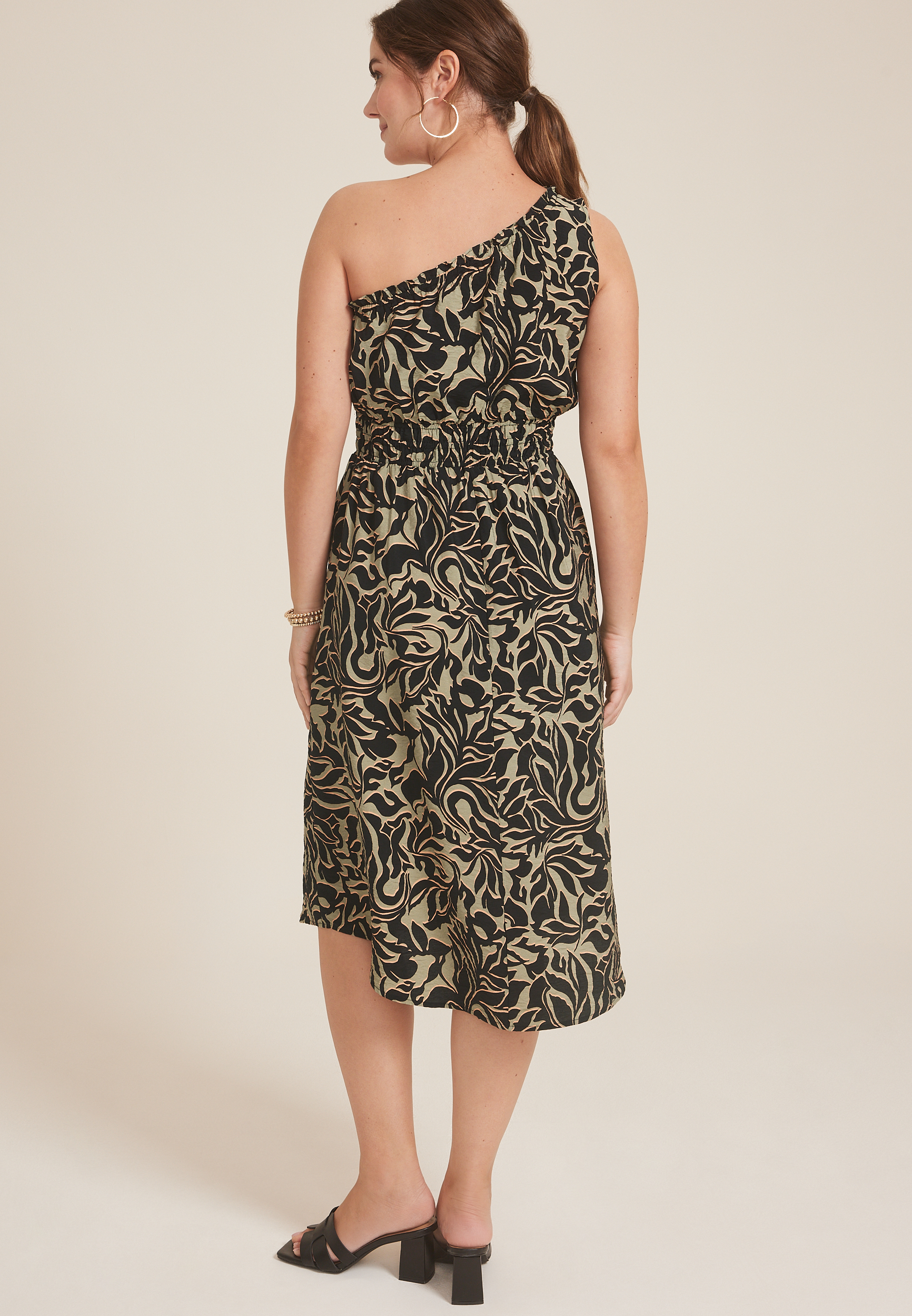 One Shoulder Printed Midi Dress | maurices