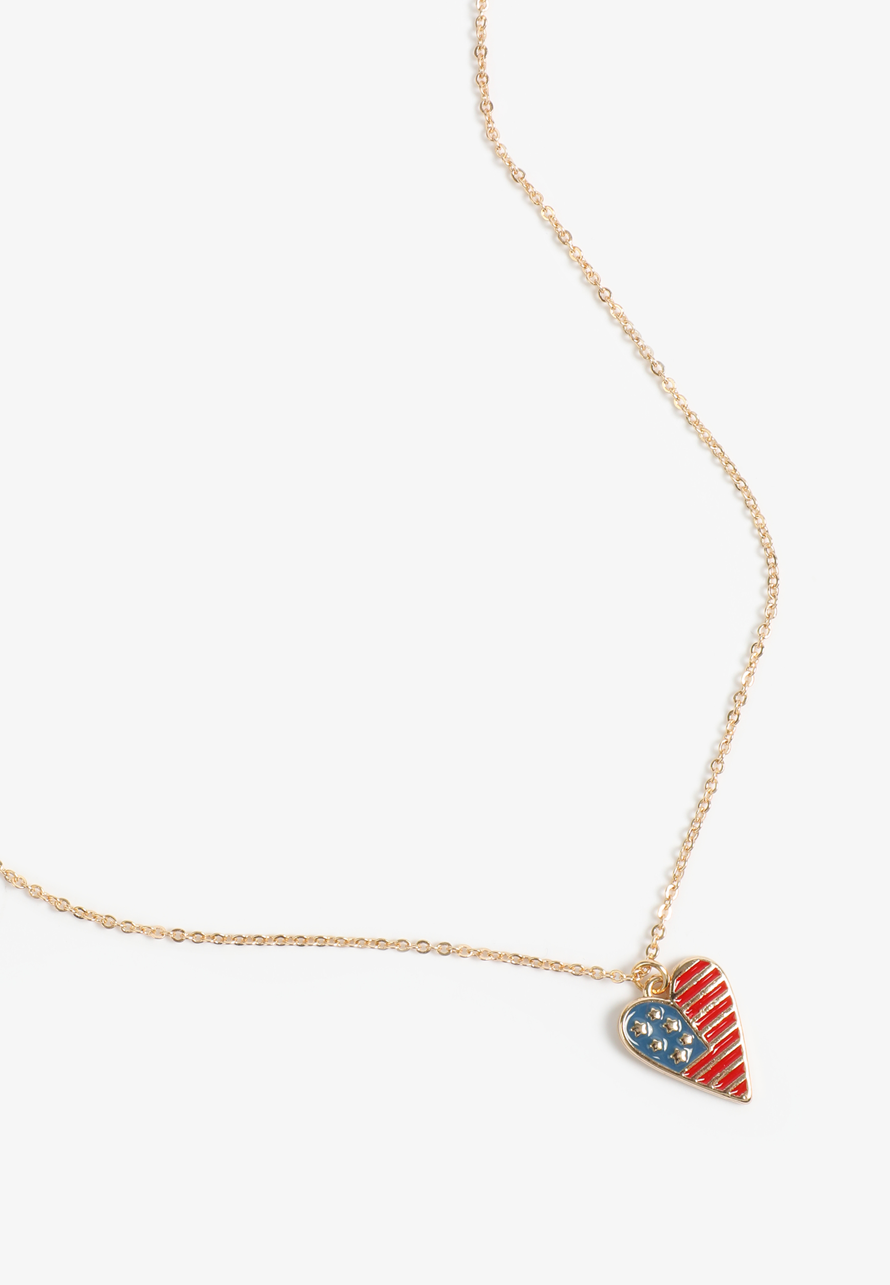 Gold Americana Flag Heart Pendant Necklace