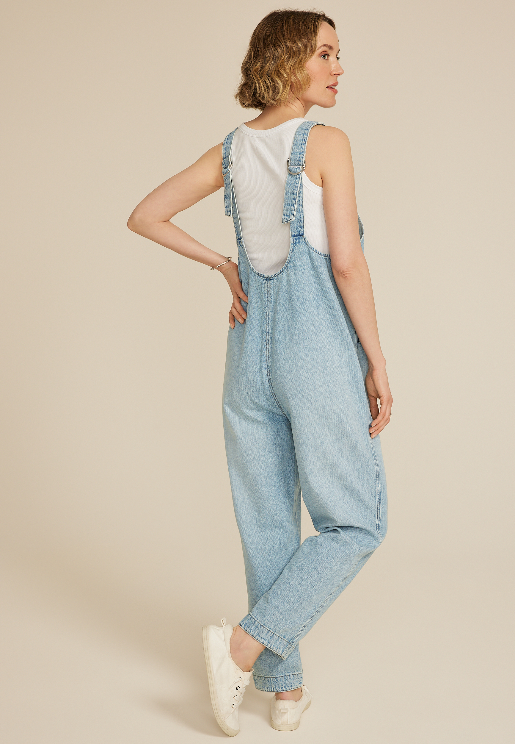 Scoop Neck Denim Overalls | maurices