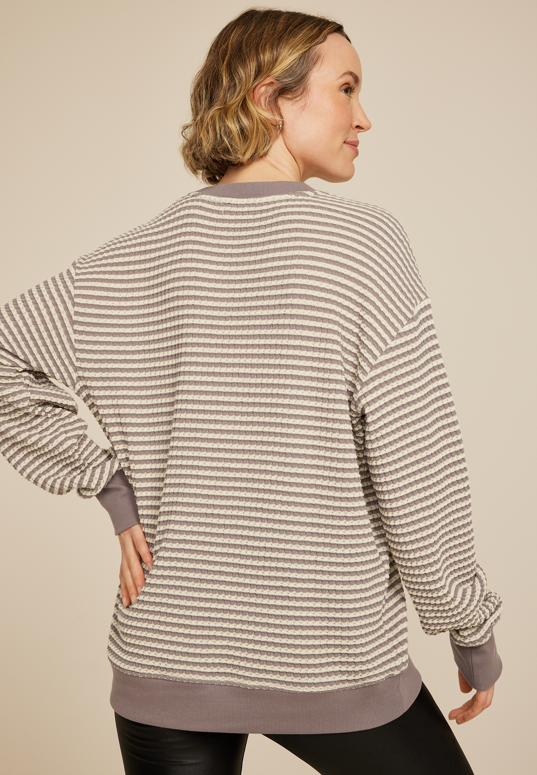 トップス Striped Waffle Henry Neck Pullover 71rW7lhc9bL._SY350_QL65_.jpg