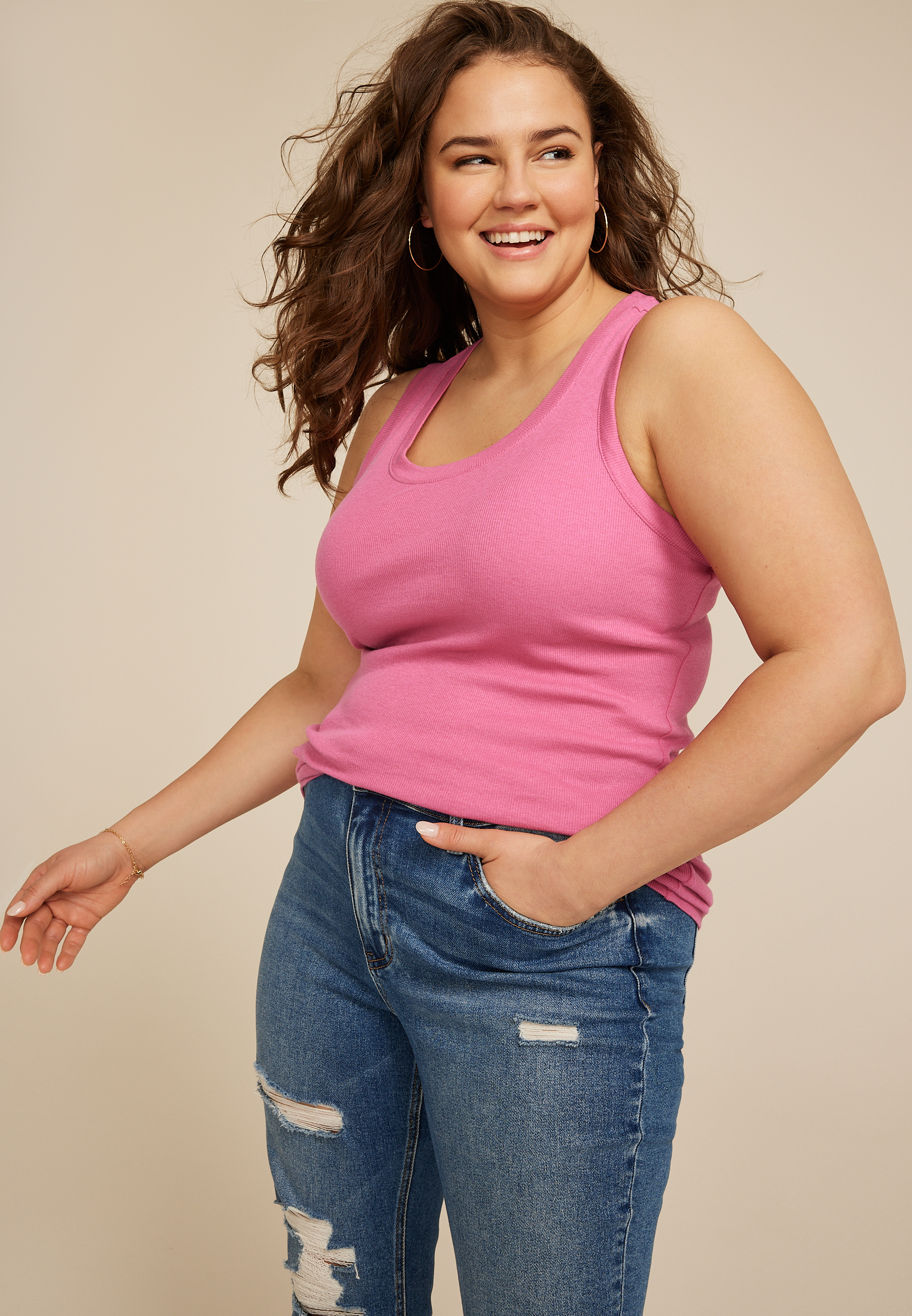 Plus Size 24/7 U Line Tank Top