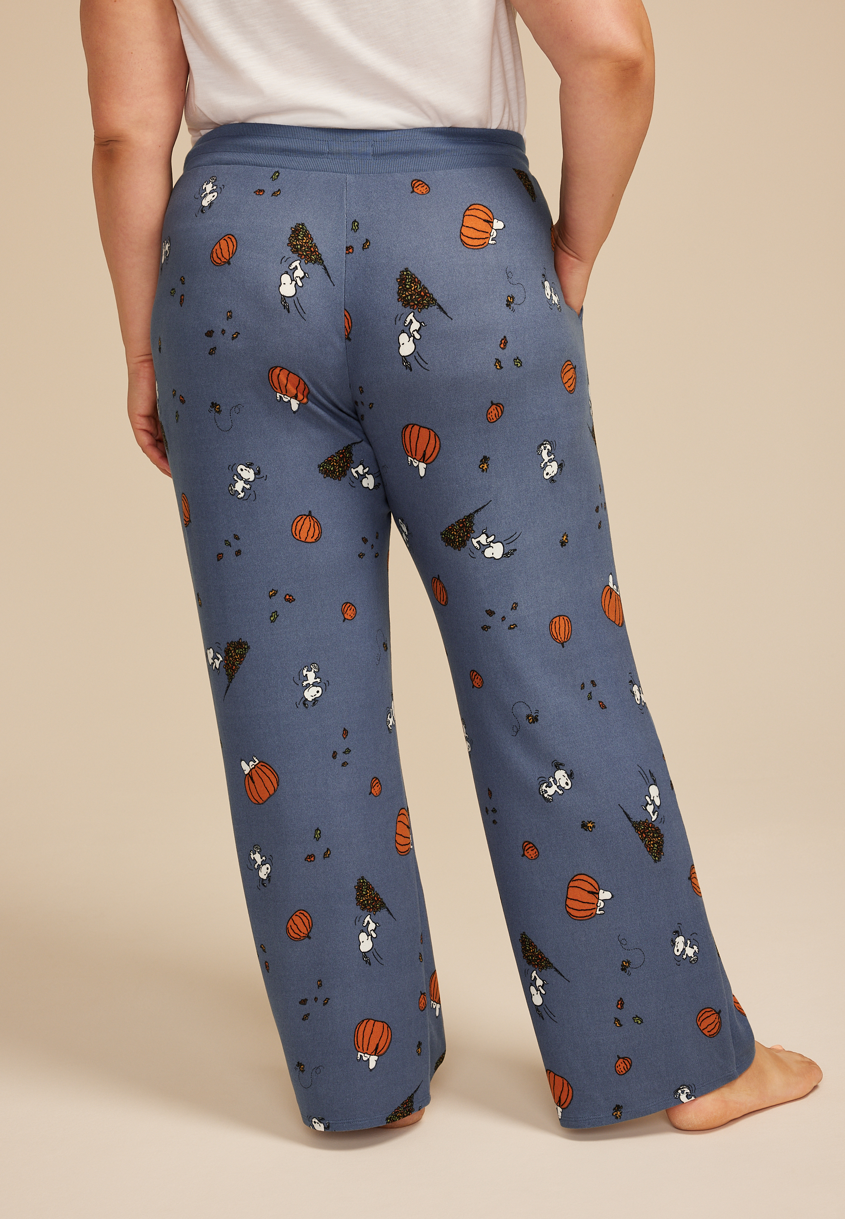 Plus Size Snoopy Fall Wide Leg Pajama Pants maurices