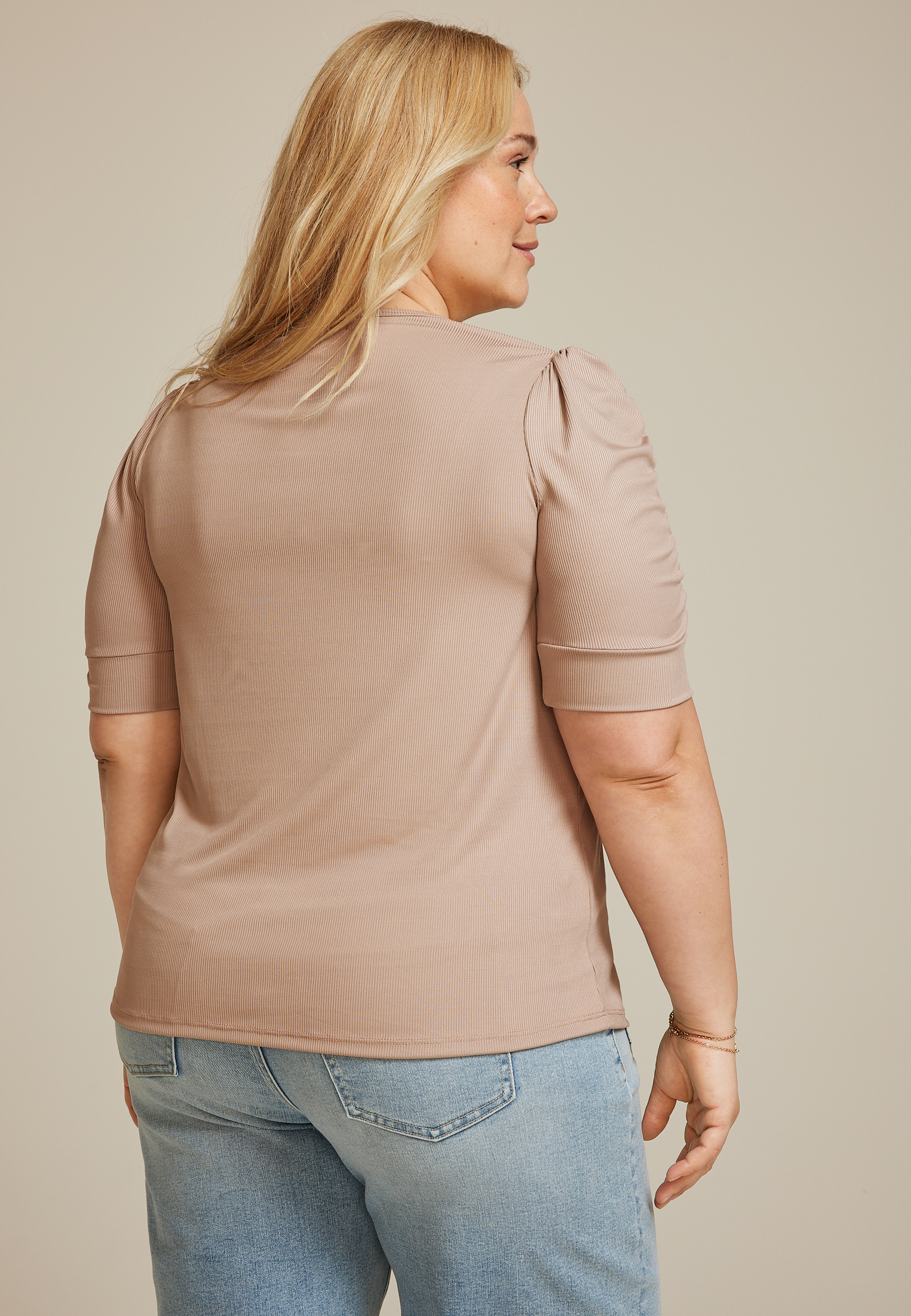 Plus Size Ruched Puff Sleeve Top | maurices